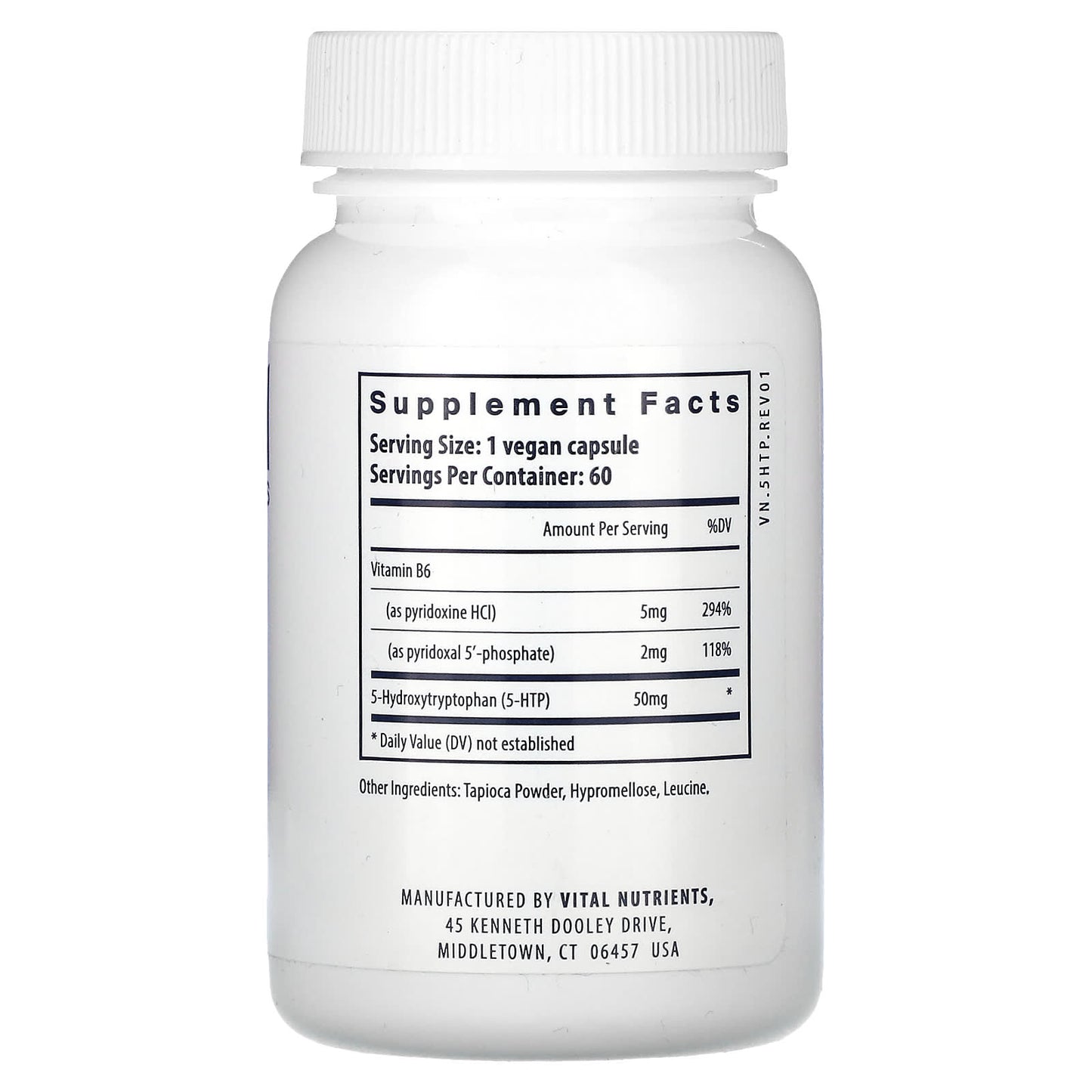 Vital Nutrients, 5-HTP, 50 mg, 60 Vegan Capsules - Image 2