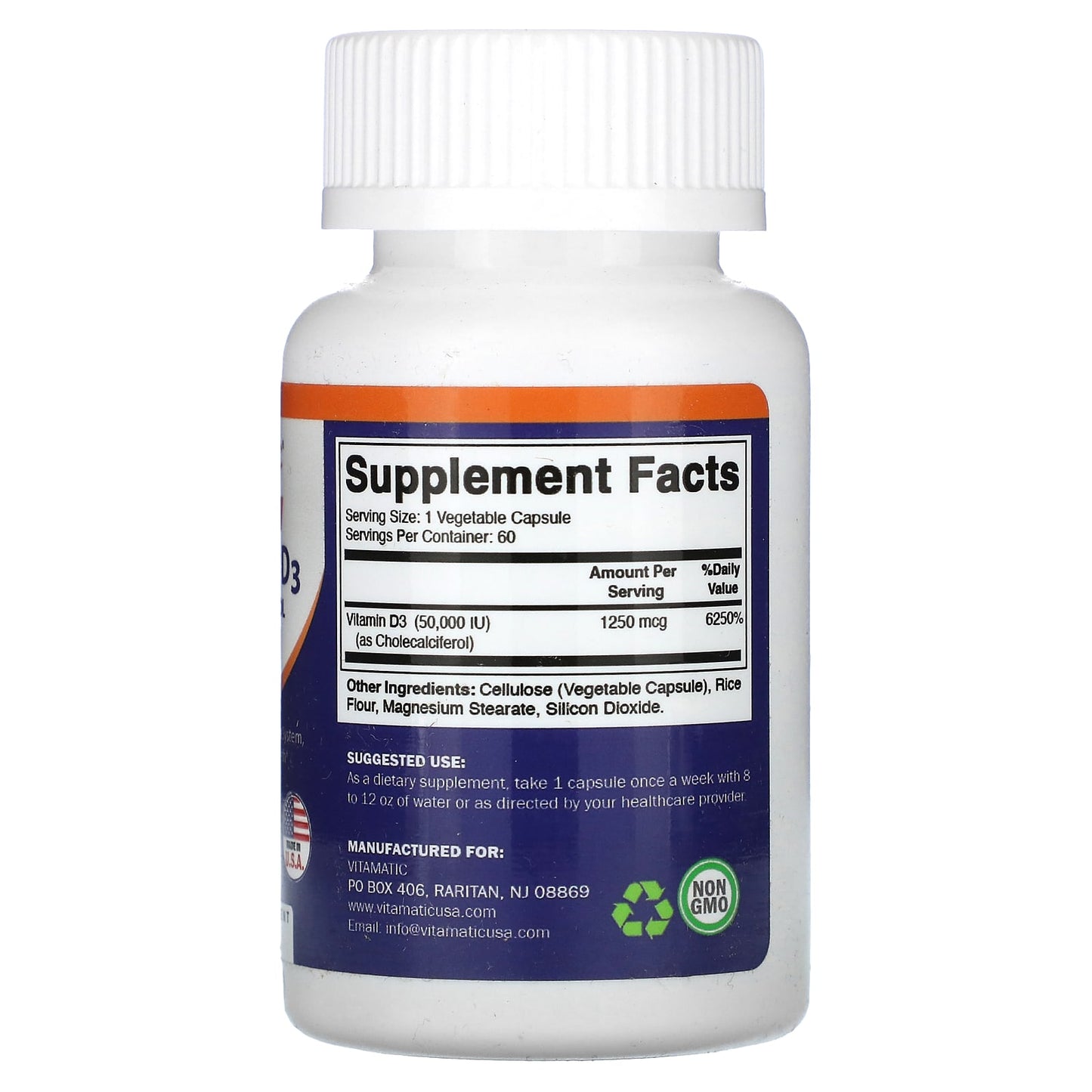 Vitamatic, Vitamin D3, 50,000 IU, 60 Vegetable Capsules - Image 2