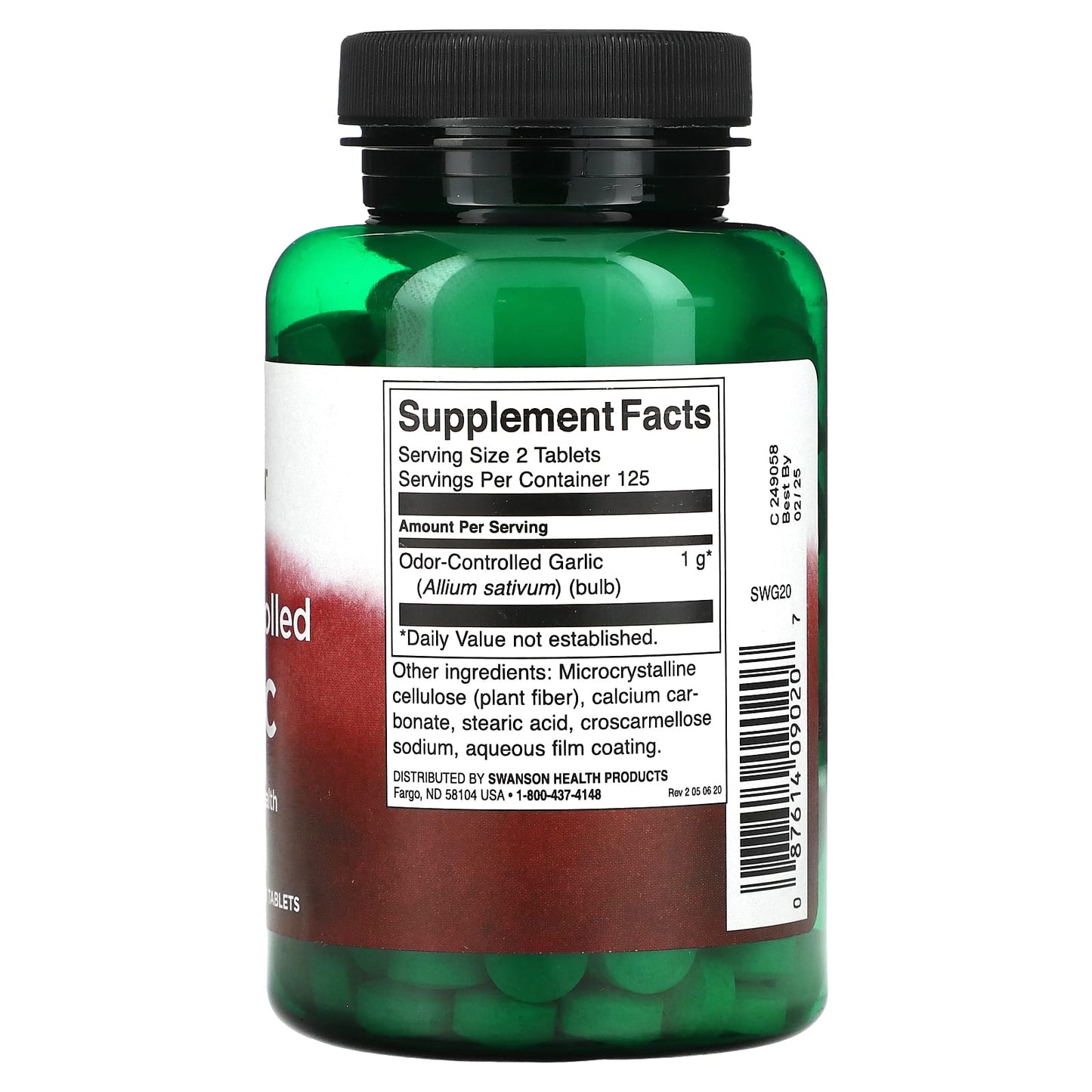 Swanson, Odor-Controlled Garlic, 500 mg , 250 Tablets - Image 2