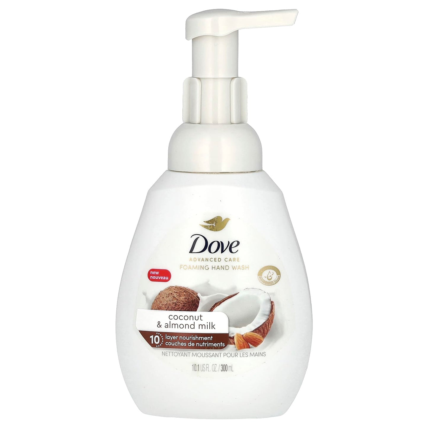 Dove Coconut & Almond Milk Foaming Hand Wash, 10.1 oz, Cruelty-Free - Image 1