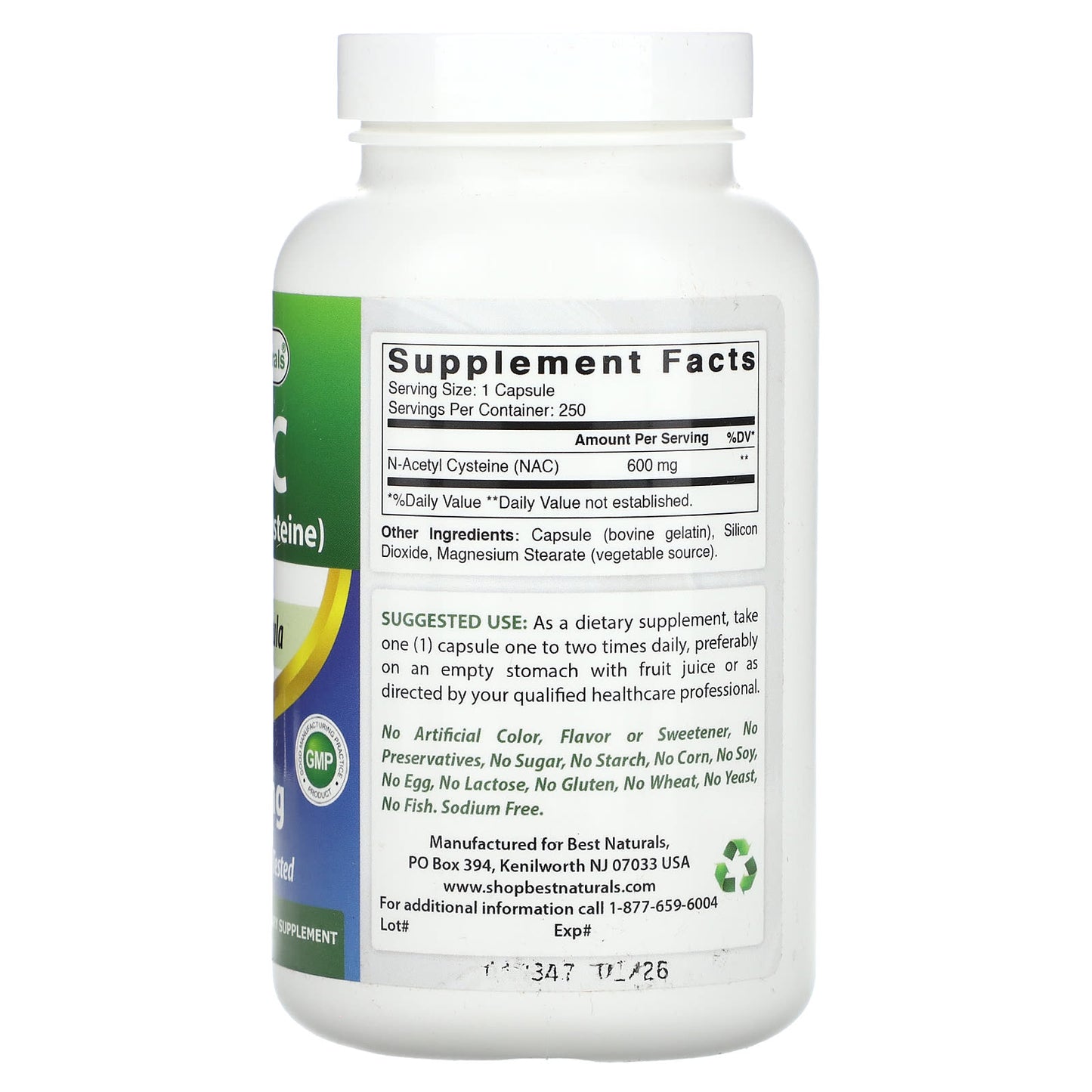 N-Acetyl Cysteine 600mg - 250 Capsules by Best Naturals - Image 2