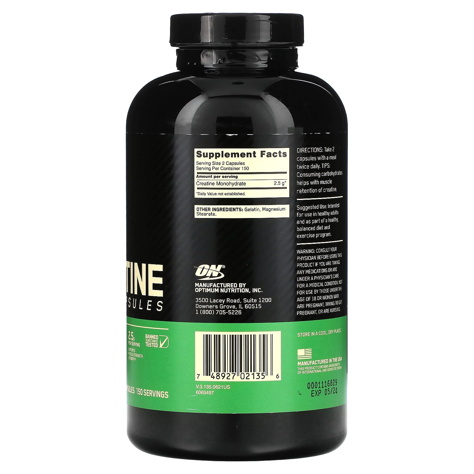 Optimum Nutrition, Micronized Creatine, 300 Capsules - Image 2