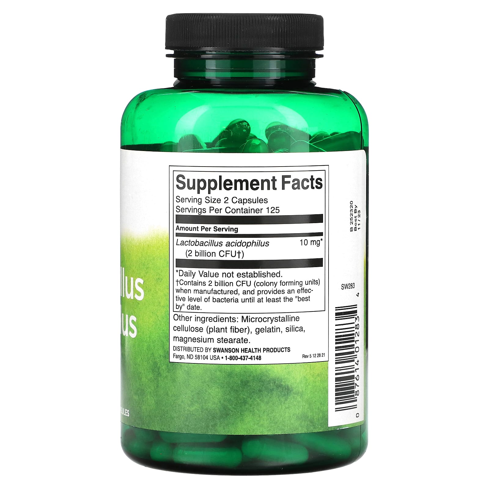 Swanson, Lactobacillus Acidophilus, 1 Billion CFU, 250 Capsules - Image 2