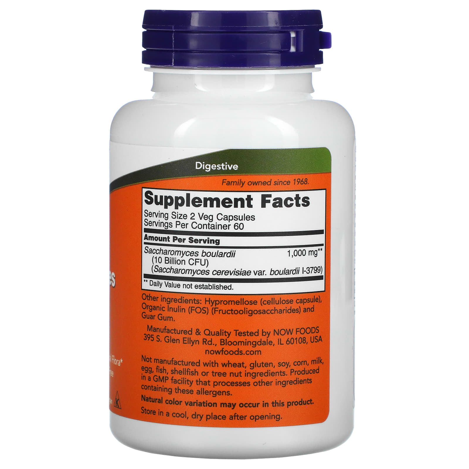 NOW Foods, Saccharomyces Boulardii, 5 Billion CFU, 120 Veg Capsules - Image 2