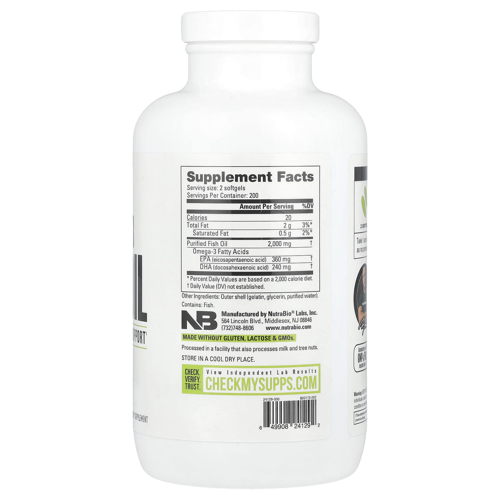 NutraBio, Omega-3 Fish Oil, 400 Softgels (1,000 mg per Softgel) - Image 2