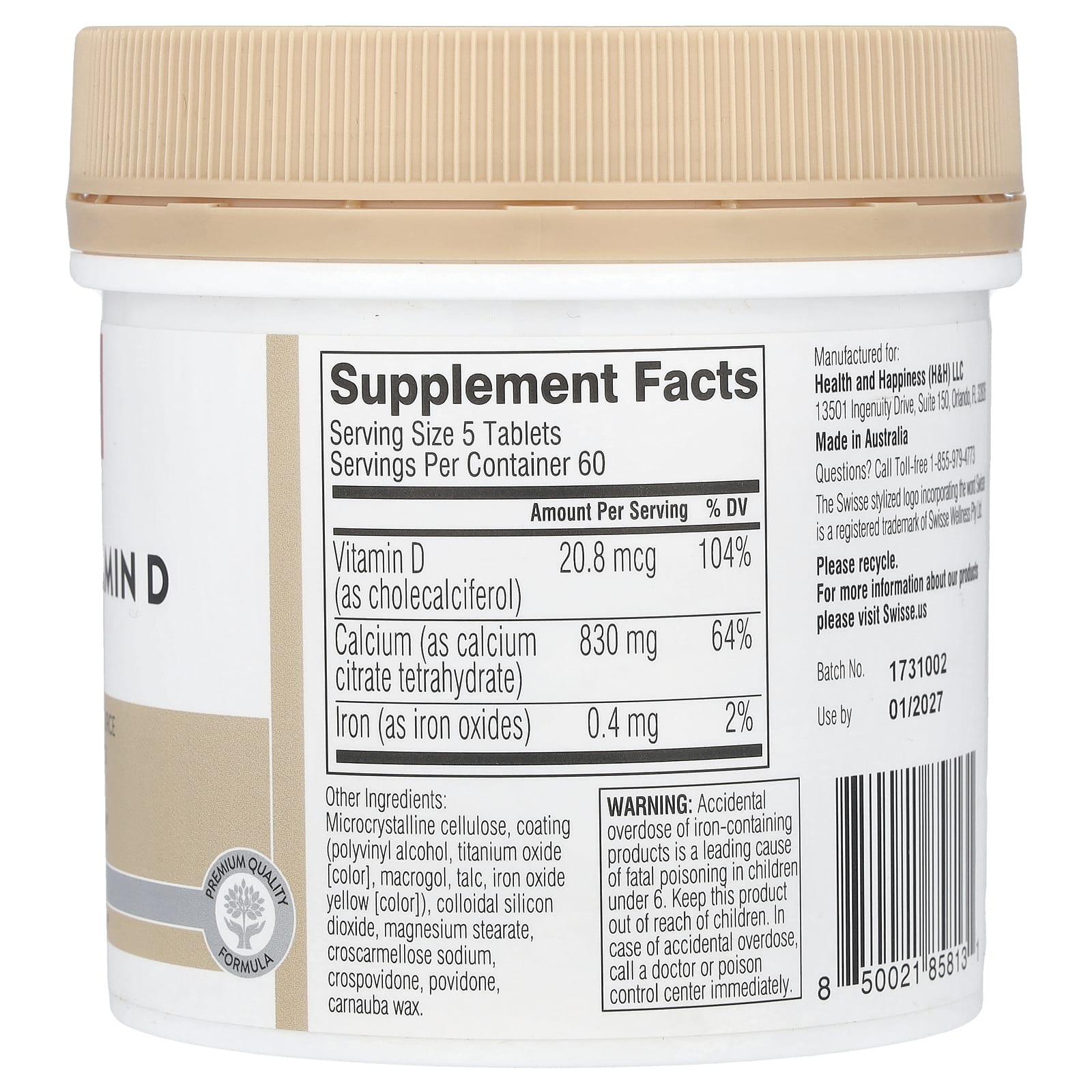 Swisse, Ultiboost®, Calcium + Vitamin D Mini Tabs, 300 Tablets - Image 2