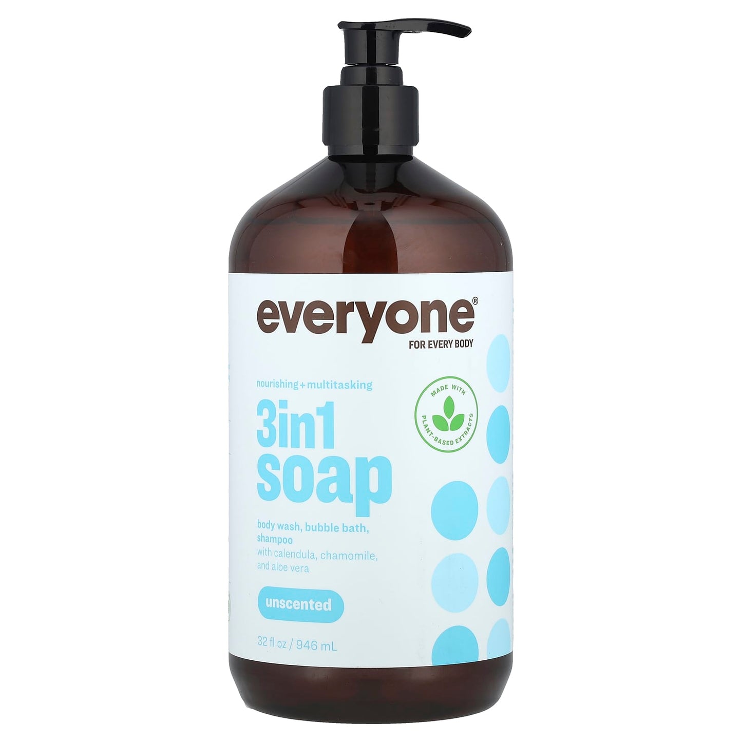 Everyone 3-in-1 Unscented Soap, Body Wash, Bubble Bath, Shampoo, 32 fl oz (946 ml) - Image 1