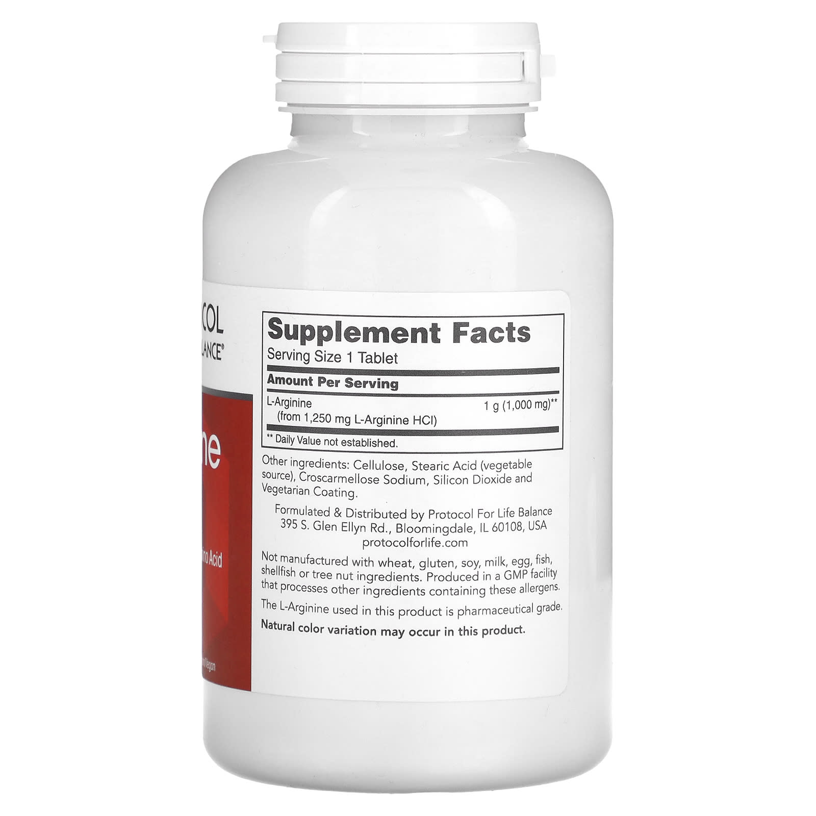 Protocol for Life Balance, L-Arginine, 1,000 mg, 120 Tablets - Image 2