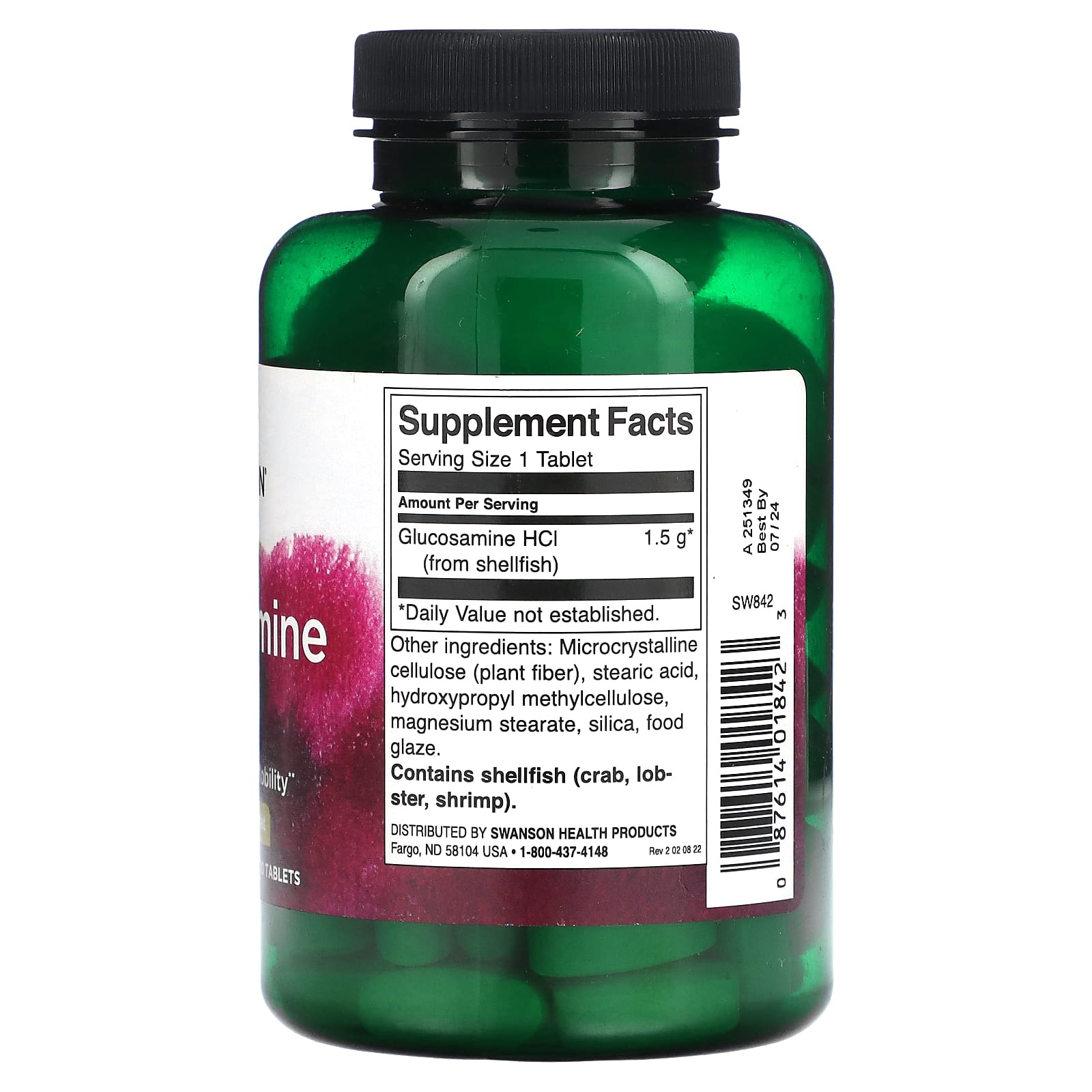 Swanson, Glucosamine HCl, 1,500 mg, 100 Tablets - Image 2