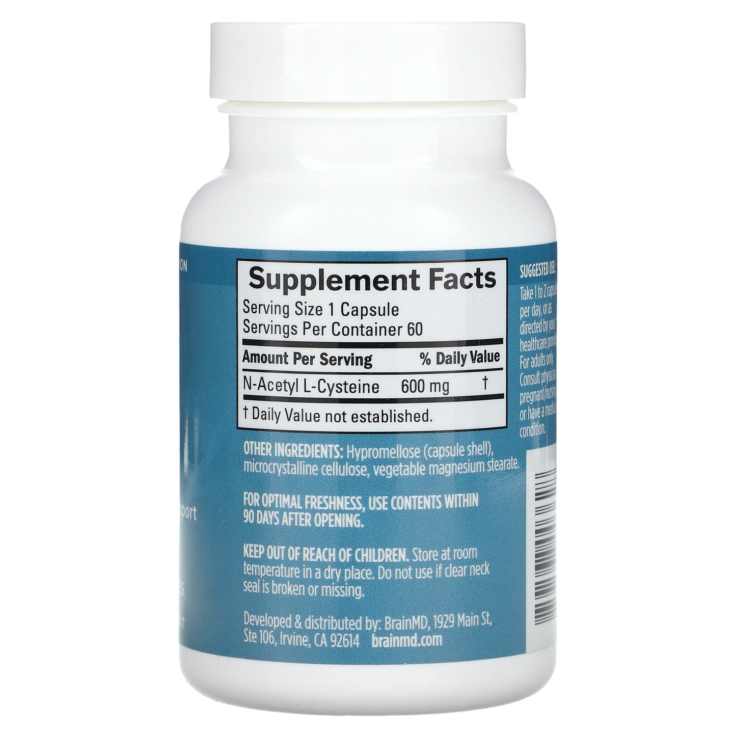 Boost Brain Health with BrainMD NAC 600 mg, 60 Capsules - Image 2