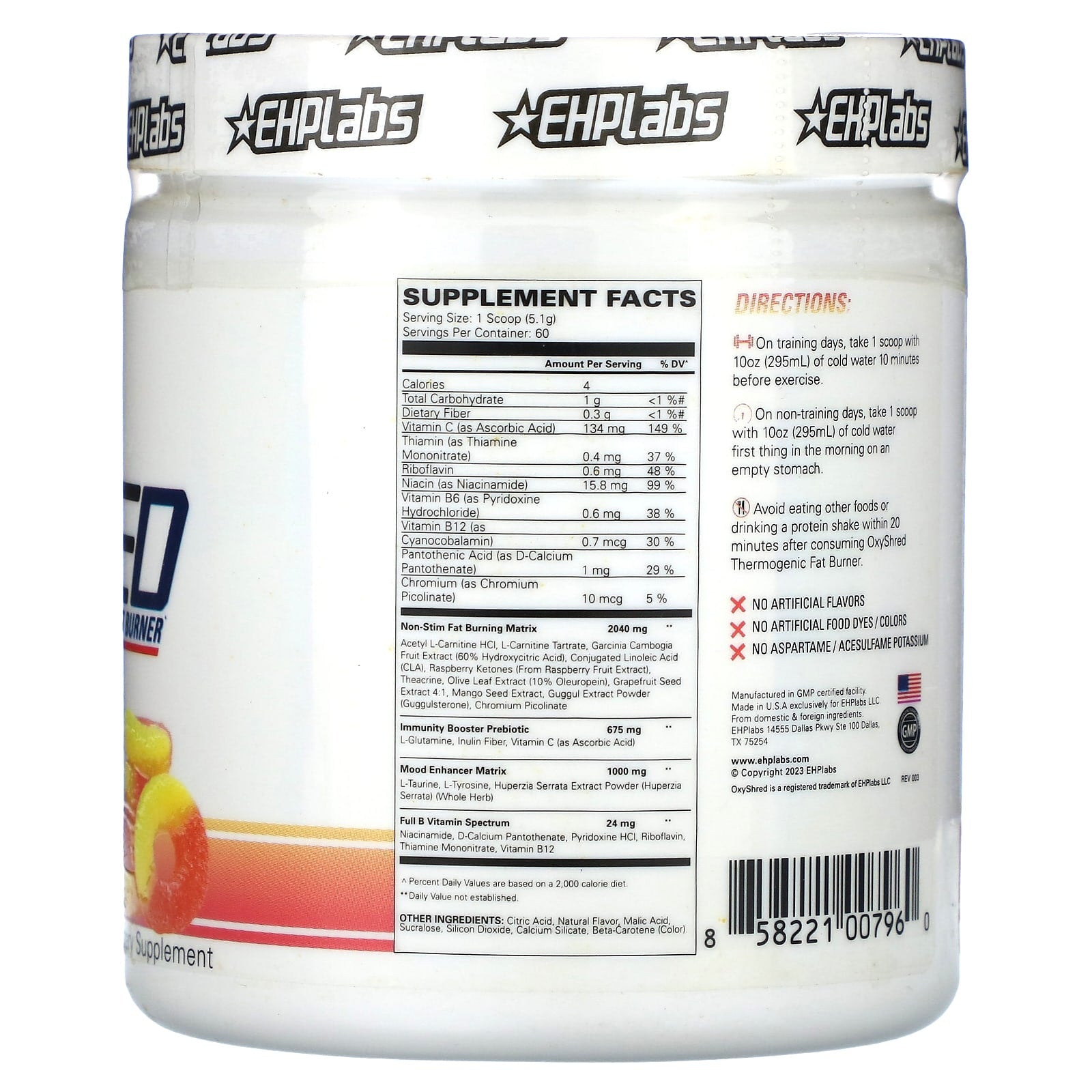 EHPlabs OxyShred Non-Stim Thermogenic Fat Burner, 10.8 oz - Image 2
