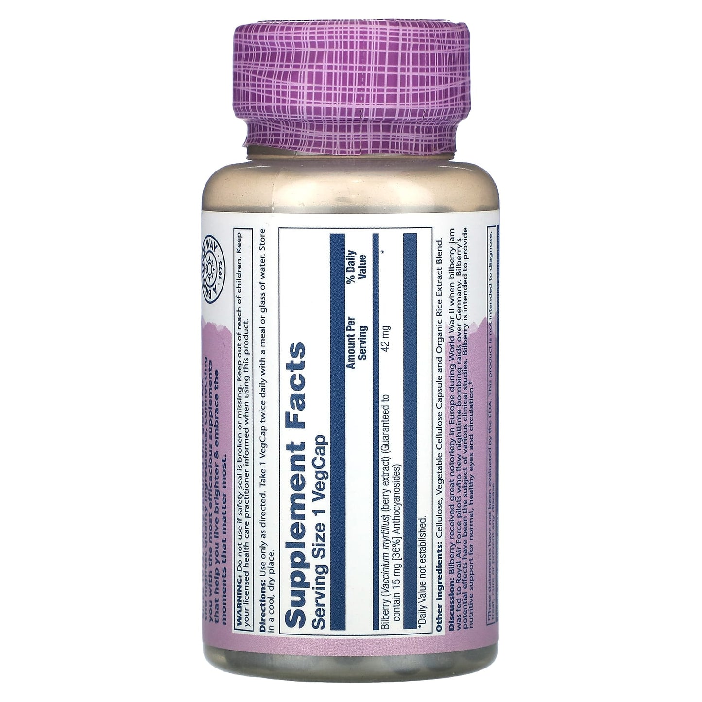 Solaray, Vital Extract, Bilberry, 42 mg, 60 VegCaps - Image 2
