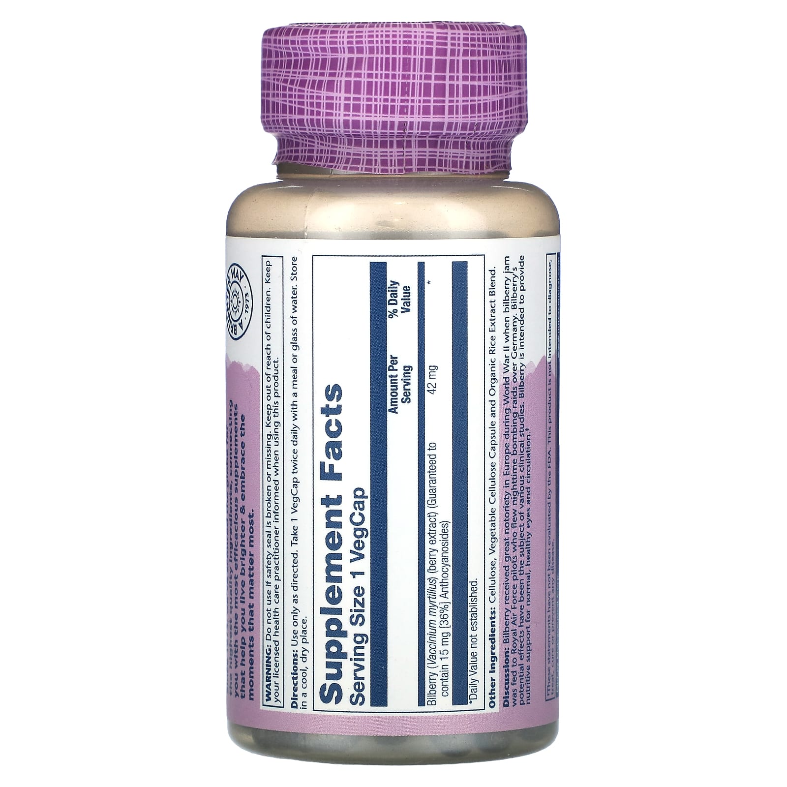 Solaray, Vital Extract, Bilberry, 42 mg, 60 VegCaps - Image 2
