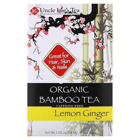 Uncle Lee's Tea, Organic Bamboo Tea, Lemon Ginger, Caffeine Free, 18 Tea Bags, 1.02 oz (28.8 g) - Image 1