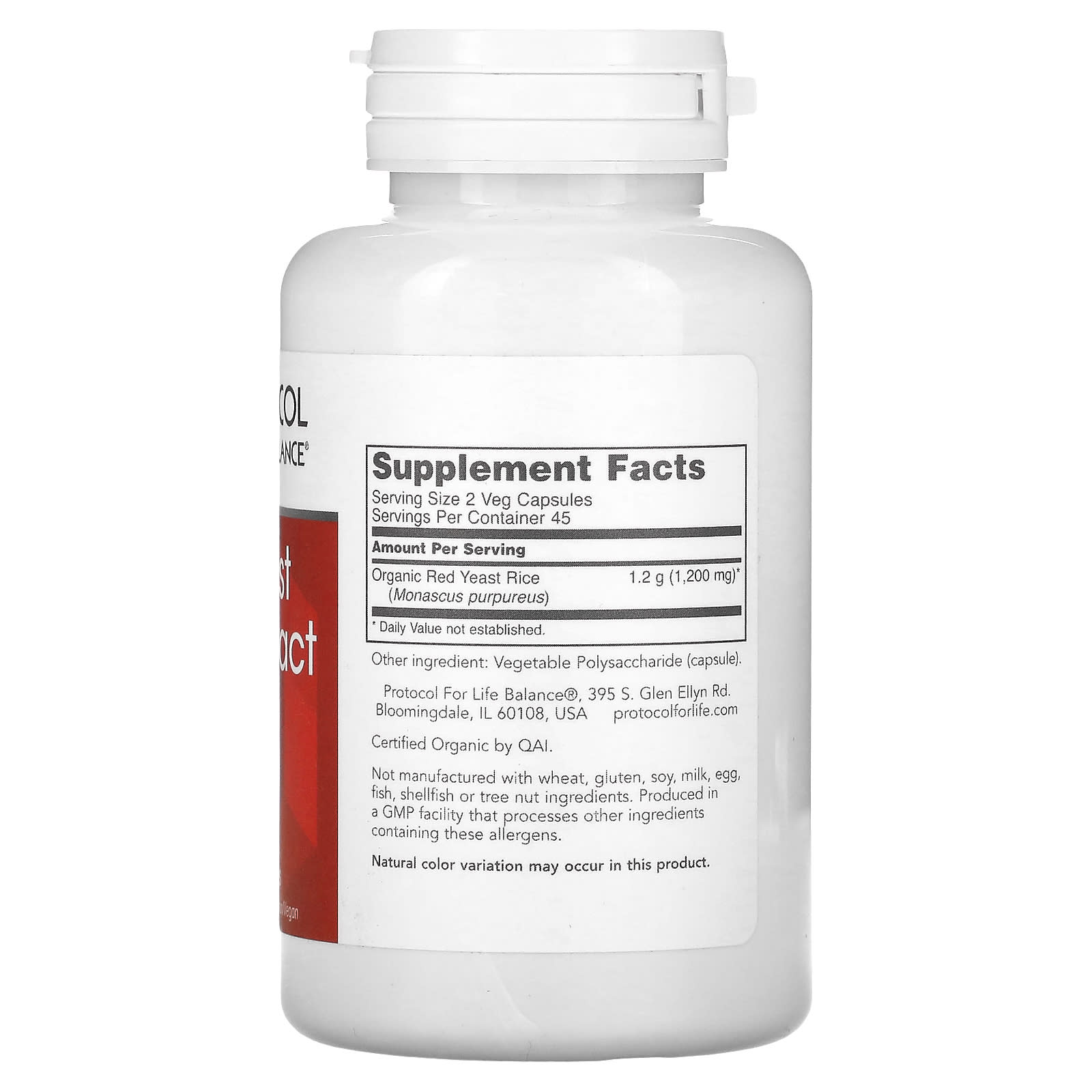 Protocol for Life Balance, Red Yeast Rice Extract, 600 mg, 90 Veg Capsules - Image 2