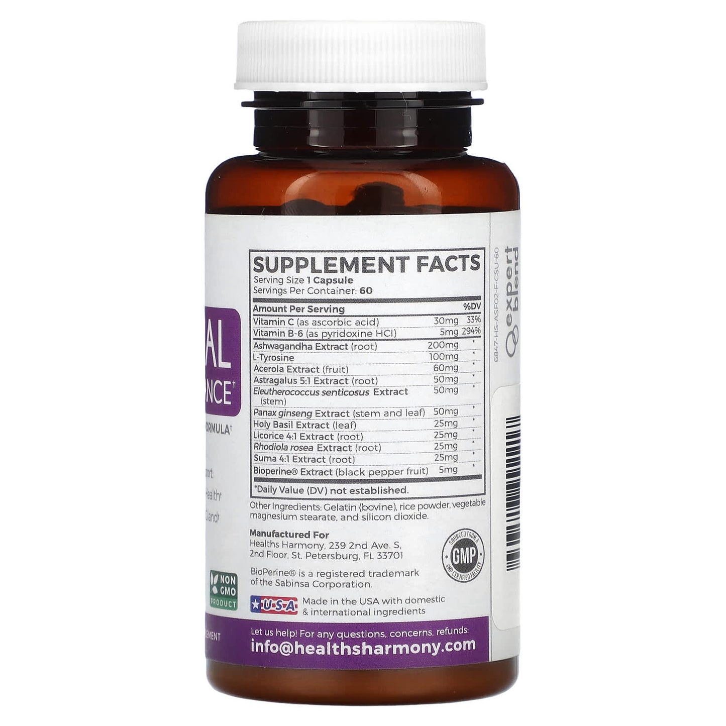 Adrenal Balance & Energy with Healths Harmony - 60 Capsules - Image 2