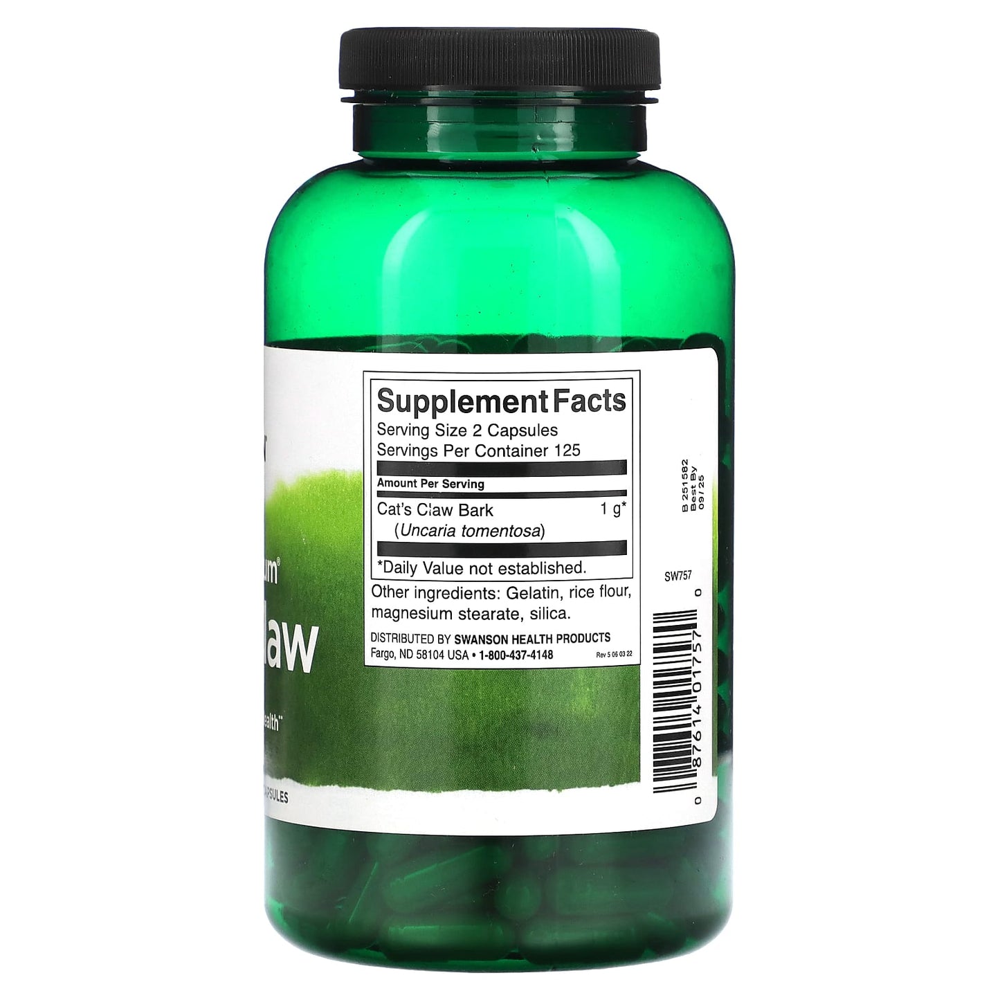 Swanson, Full Spectrum Cat's Claw, 500 mg, 250 Capsules - Image 2
