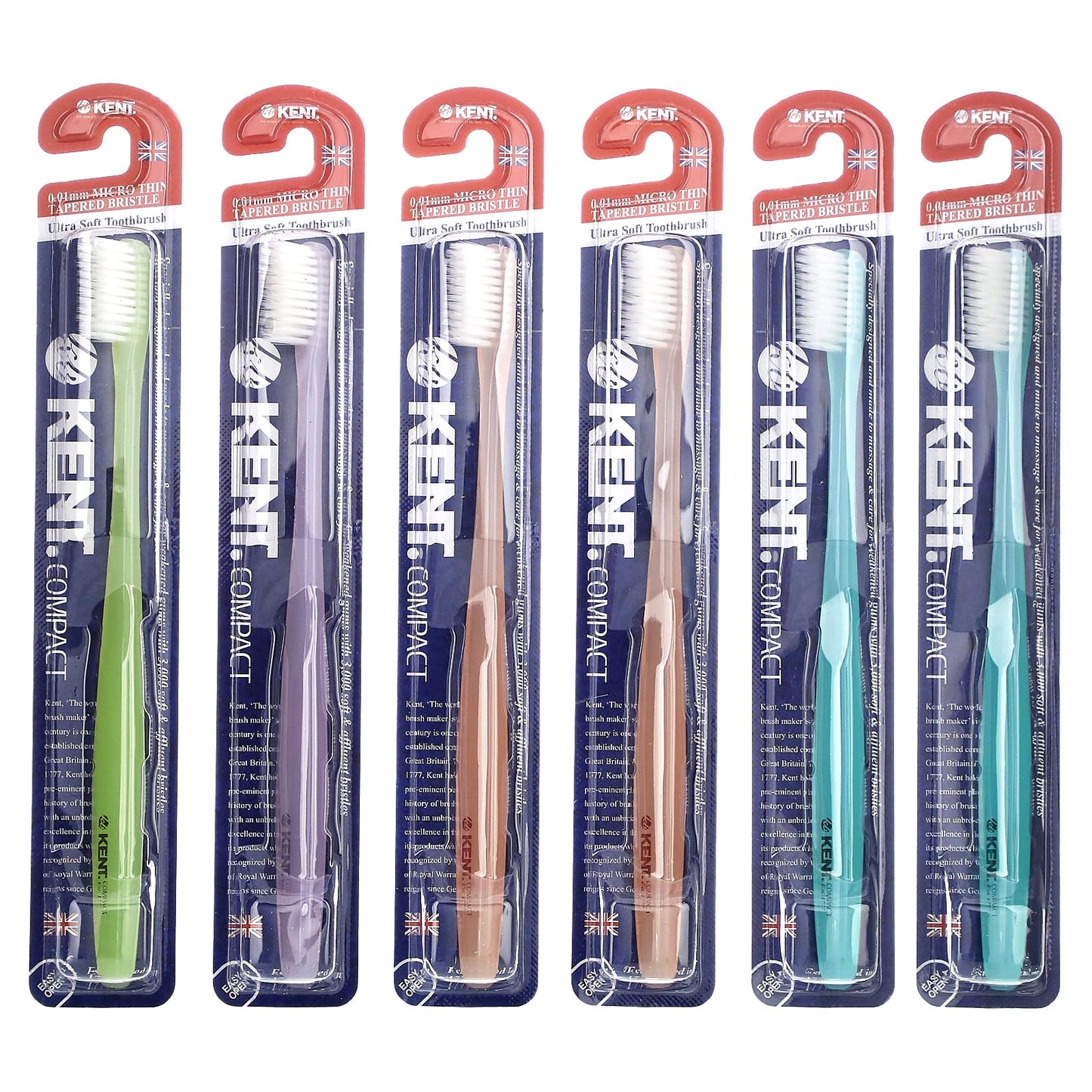 Kent, Ultra Soft Toothbrush, Compact, 6 Toothbrushes - Image 1