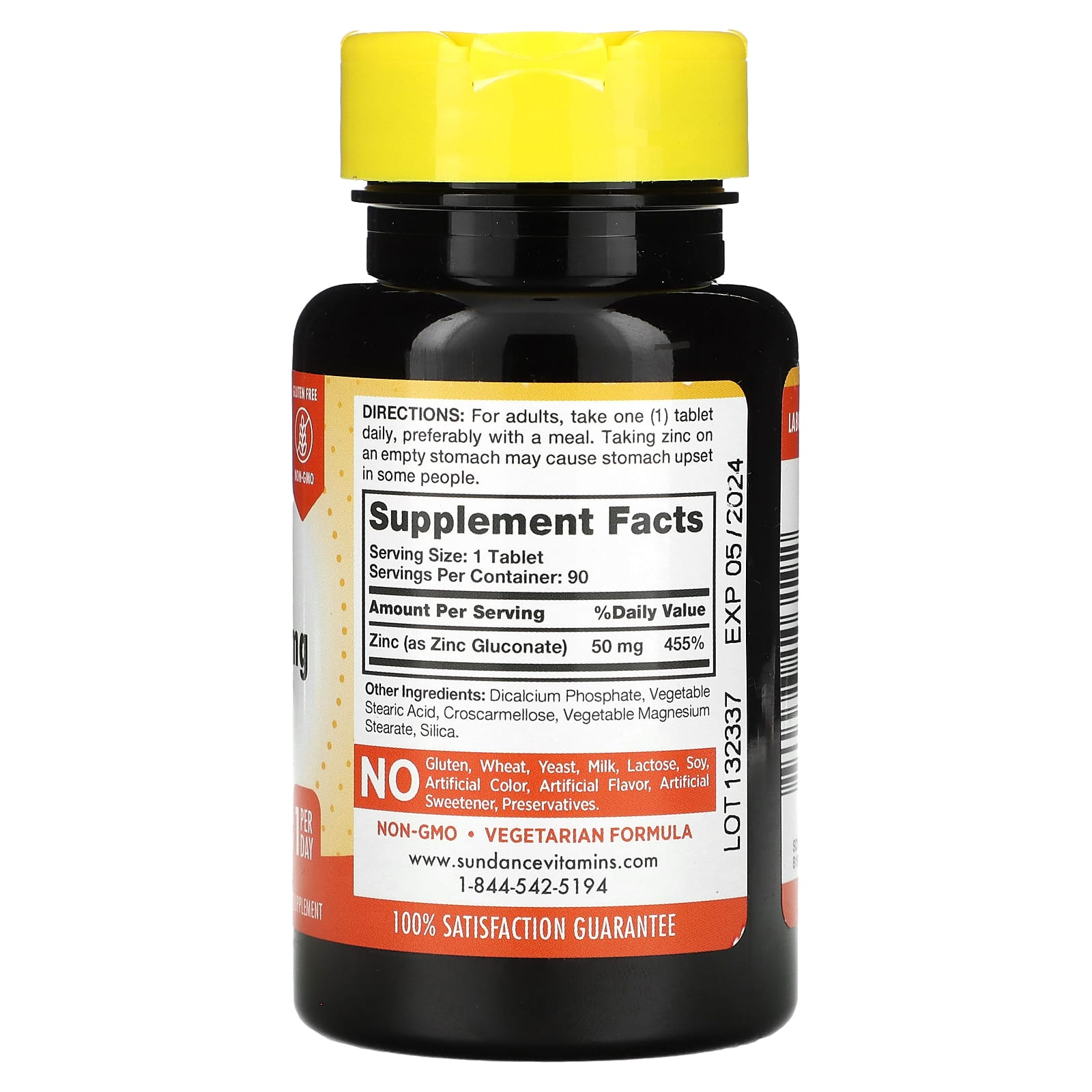 Sundance Vitamins, Chelated Zinc Gluconate, 50 mg, 90 Tablets - Image 2