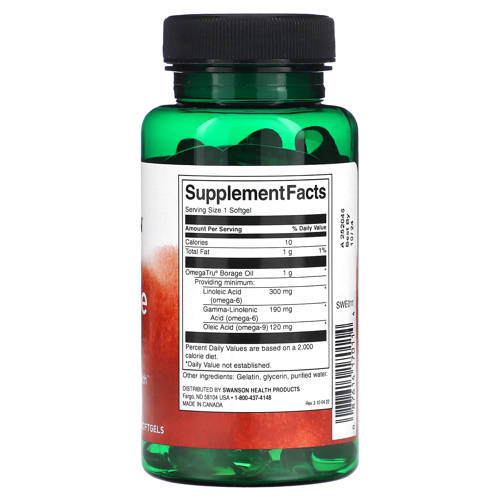 Swanson, Borage Oil, 1 g, 60 Softgels - Image 2