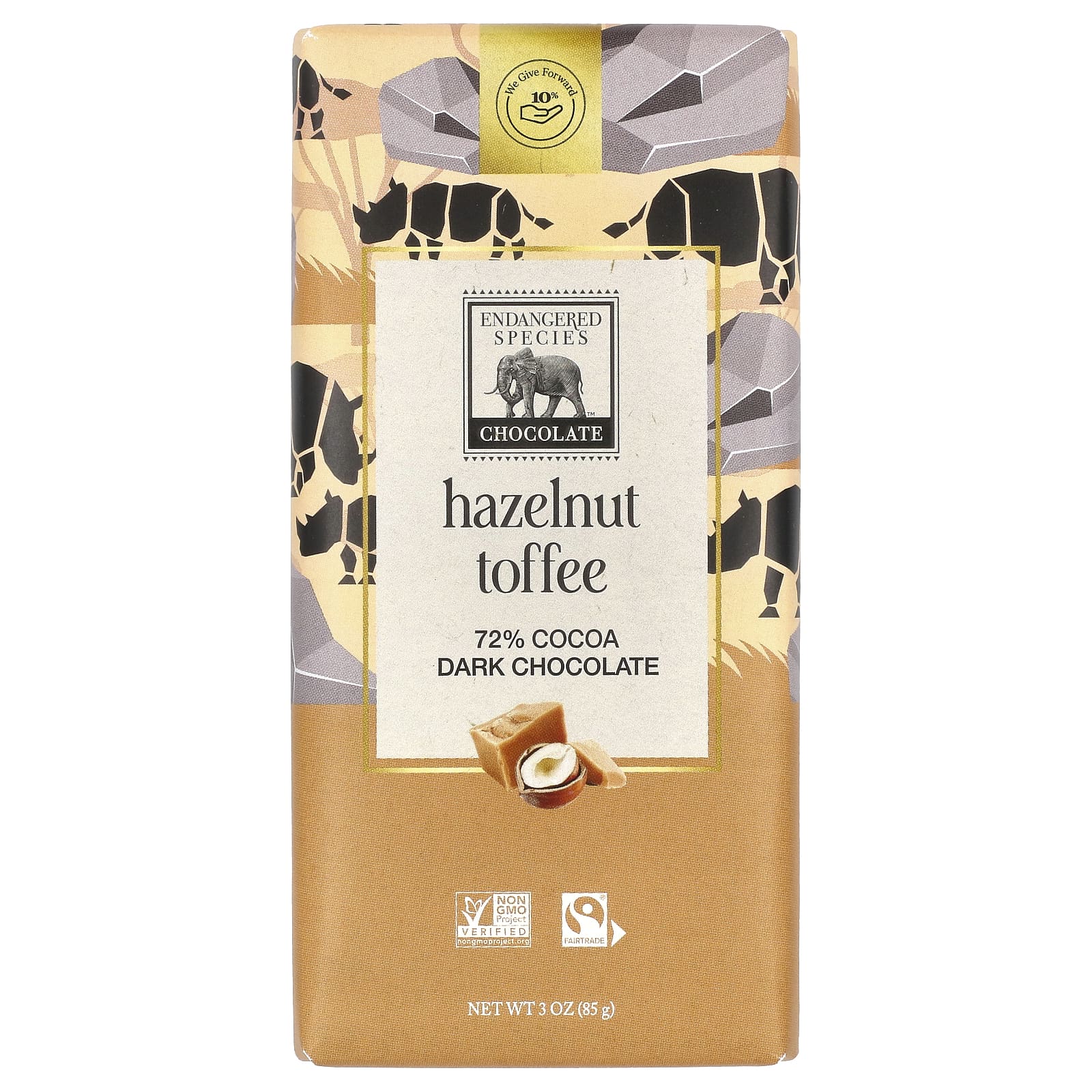 Rich Hazelnut Toffee Dark Chocolate Bar by Endangered Species - Image 1