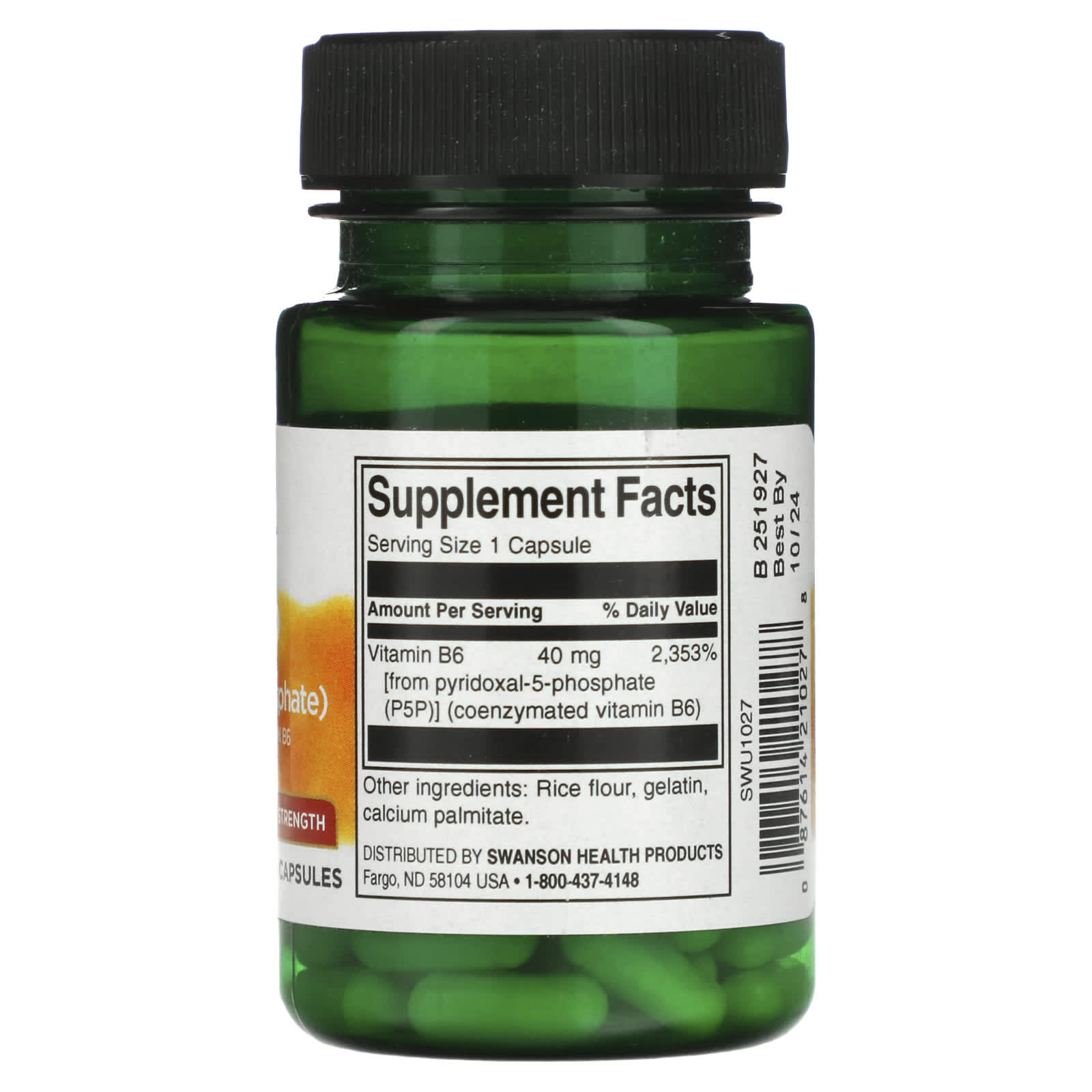 Swanson, P-5-P, Double Strength, 40 mg, 60 Capsules - Image 2