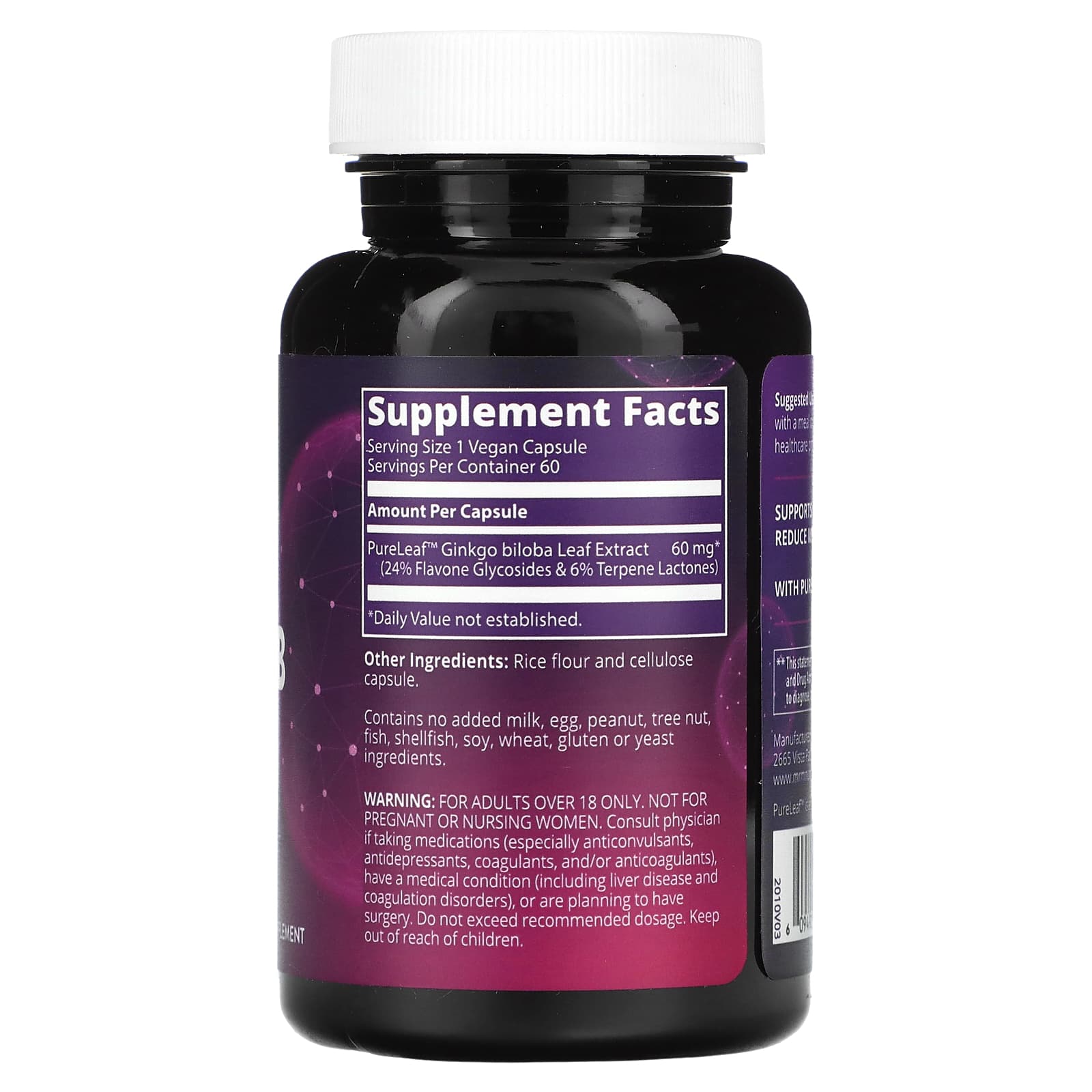 MRM Nutrition, Ginkgo B, 60 mg, 60 Vegan Capsules - Image 2