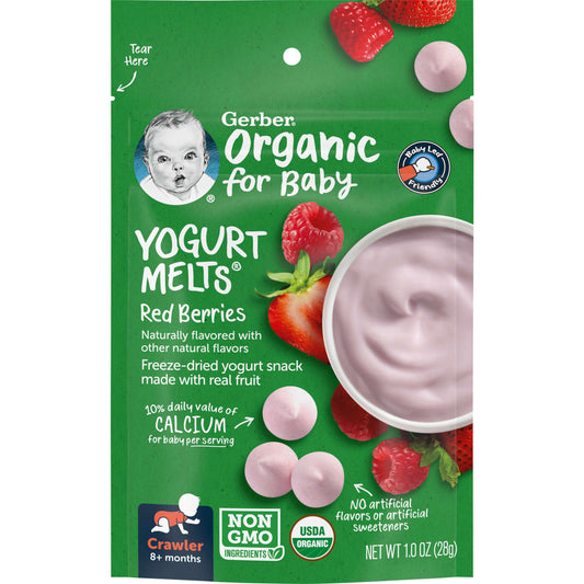 Gerber Organic Yogurt Melts, Red Berries, 8+ Months, Baby Snack - Image 1