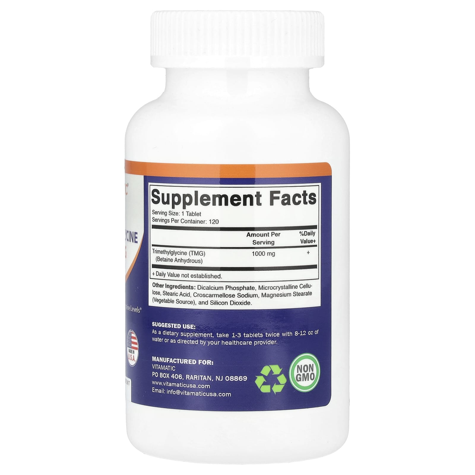 Vitamatic, TMG, 1,000 mg, 120 Tablets - Image 2