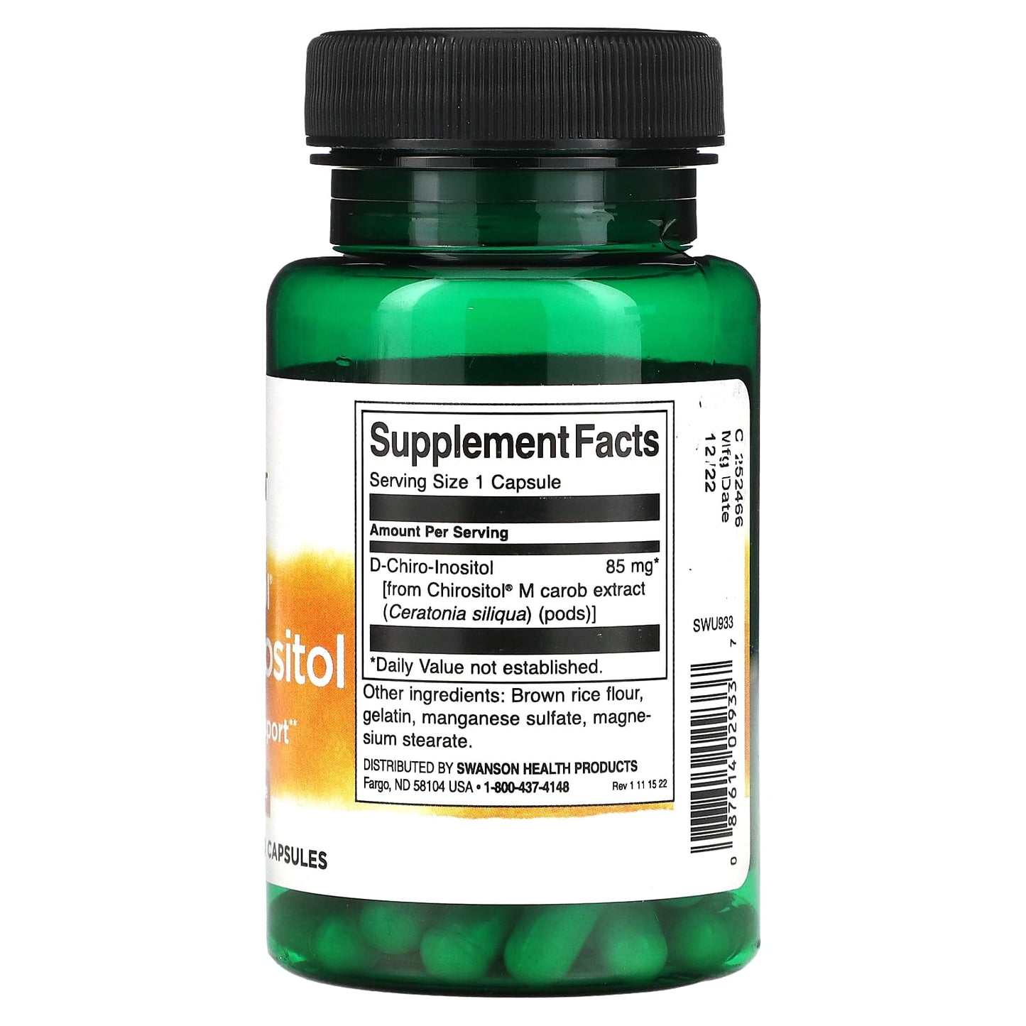 Swanson, Chirositol D-Chiro-Inositol, 85 mg, 60 Capsules - Image 2
