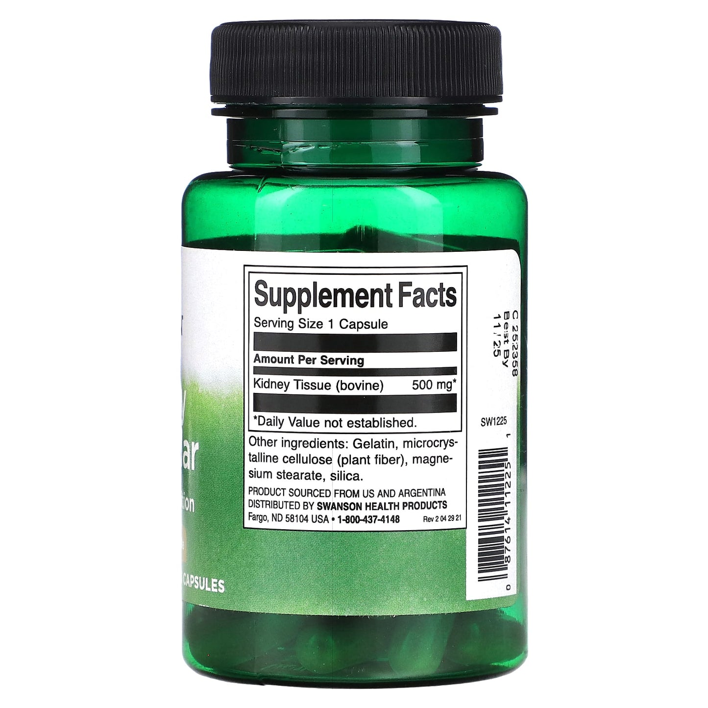Swanson, Kidney Glandular, 500 mg, 60 Capsules - Image 2