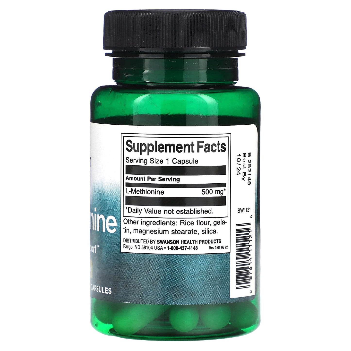 Swanson, L-Methionine, 500 mg, 30 Capsules - Image 2
