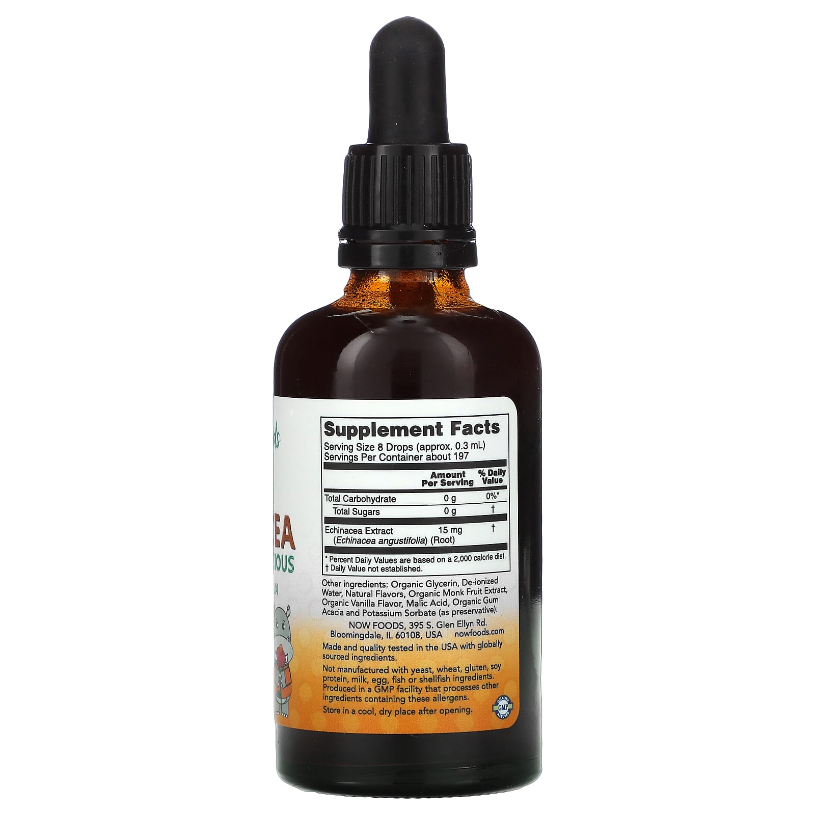 NOW Foods, Kids, Liquid Echinacea, Orange, 2 fl oz (59 ml) (1.875 mg per Dropper)