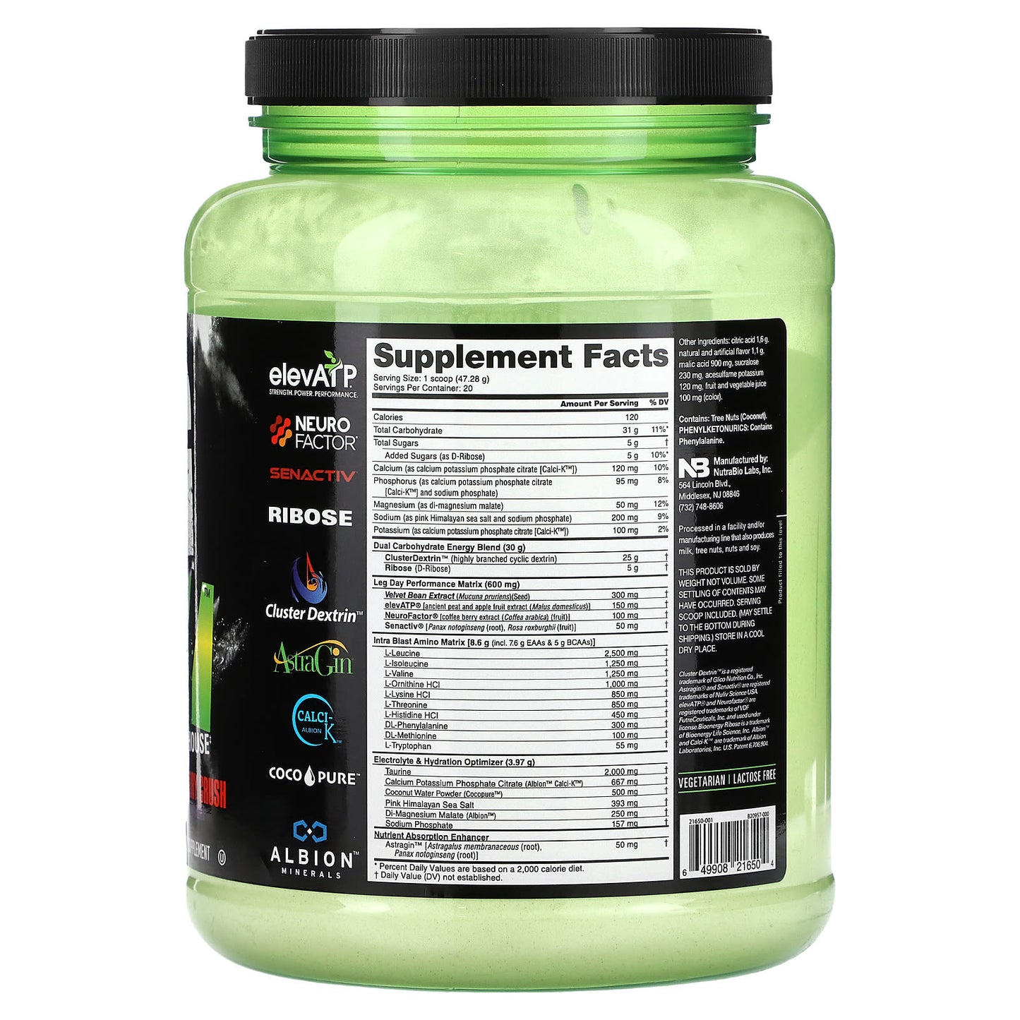 NutraBio, Intra Fuel, Leg Day, Grape Berry Crush, 2.08 lb (946 g) - Image 2