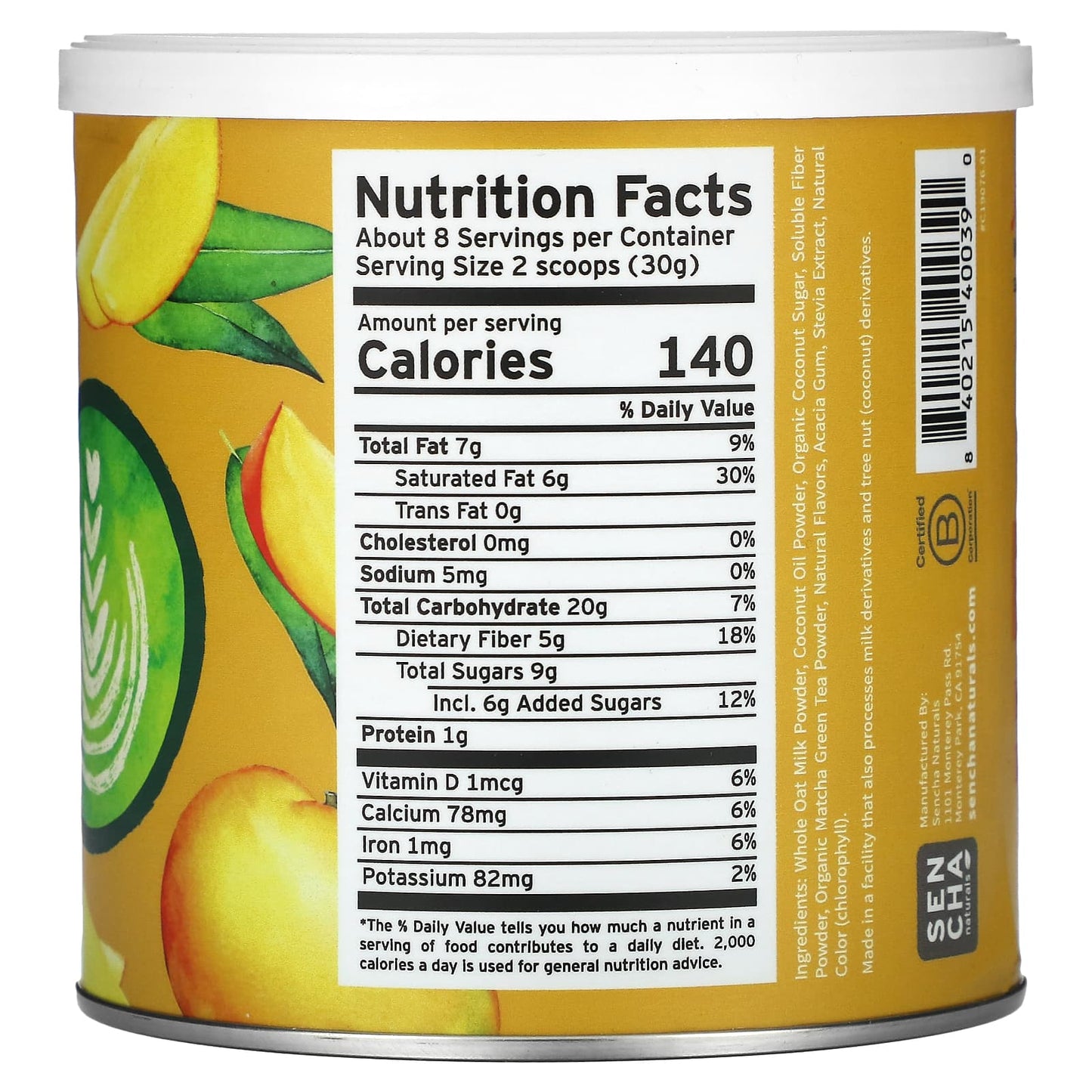 Sencha Naturals, Oat Milk, Matcha Latte, Tropical Mango, 8.5 oz (241 g) - Image 2