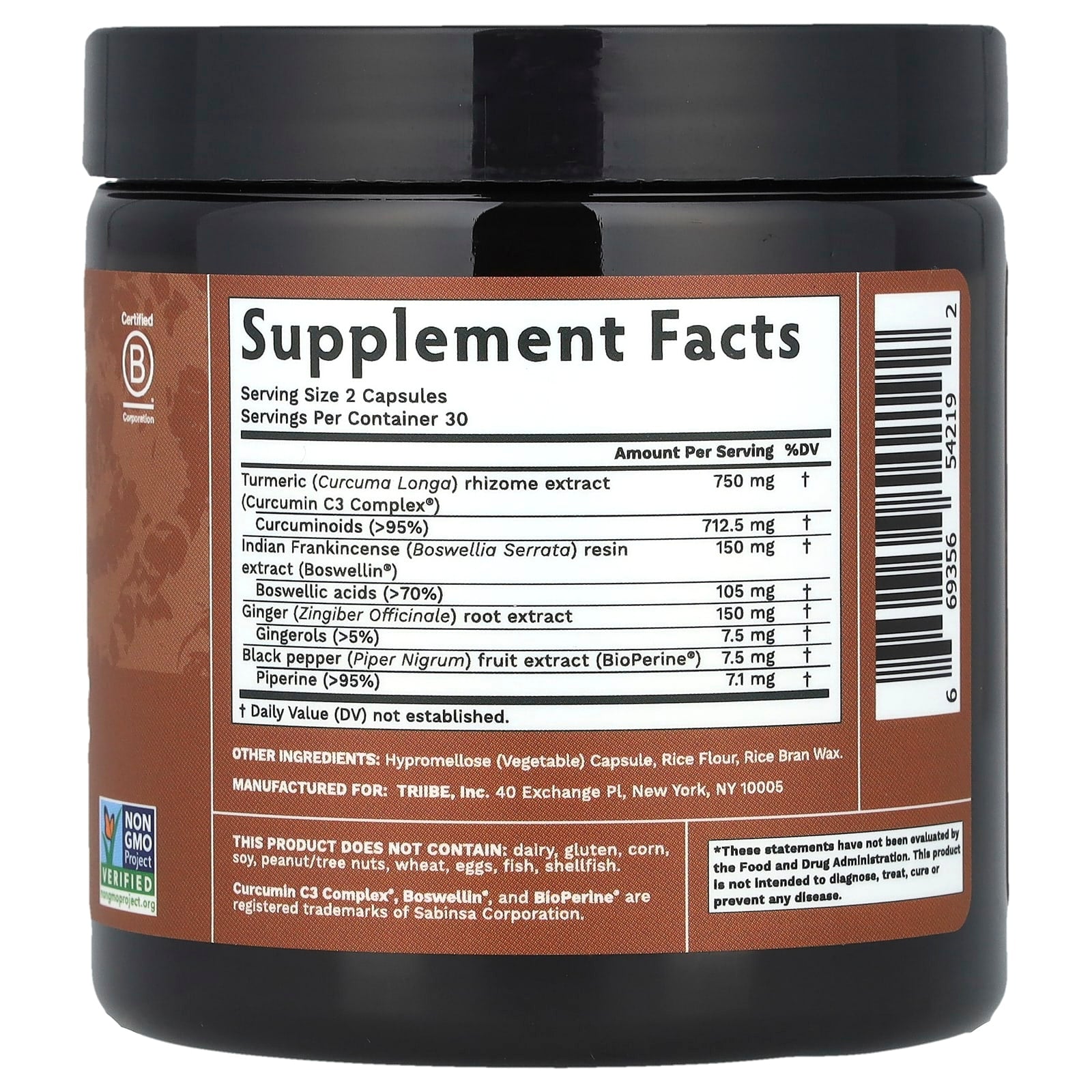 Tribe Organics, Turmeric Complex, 60 Capsules - Image 2