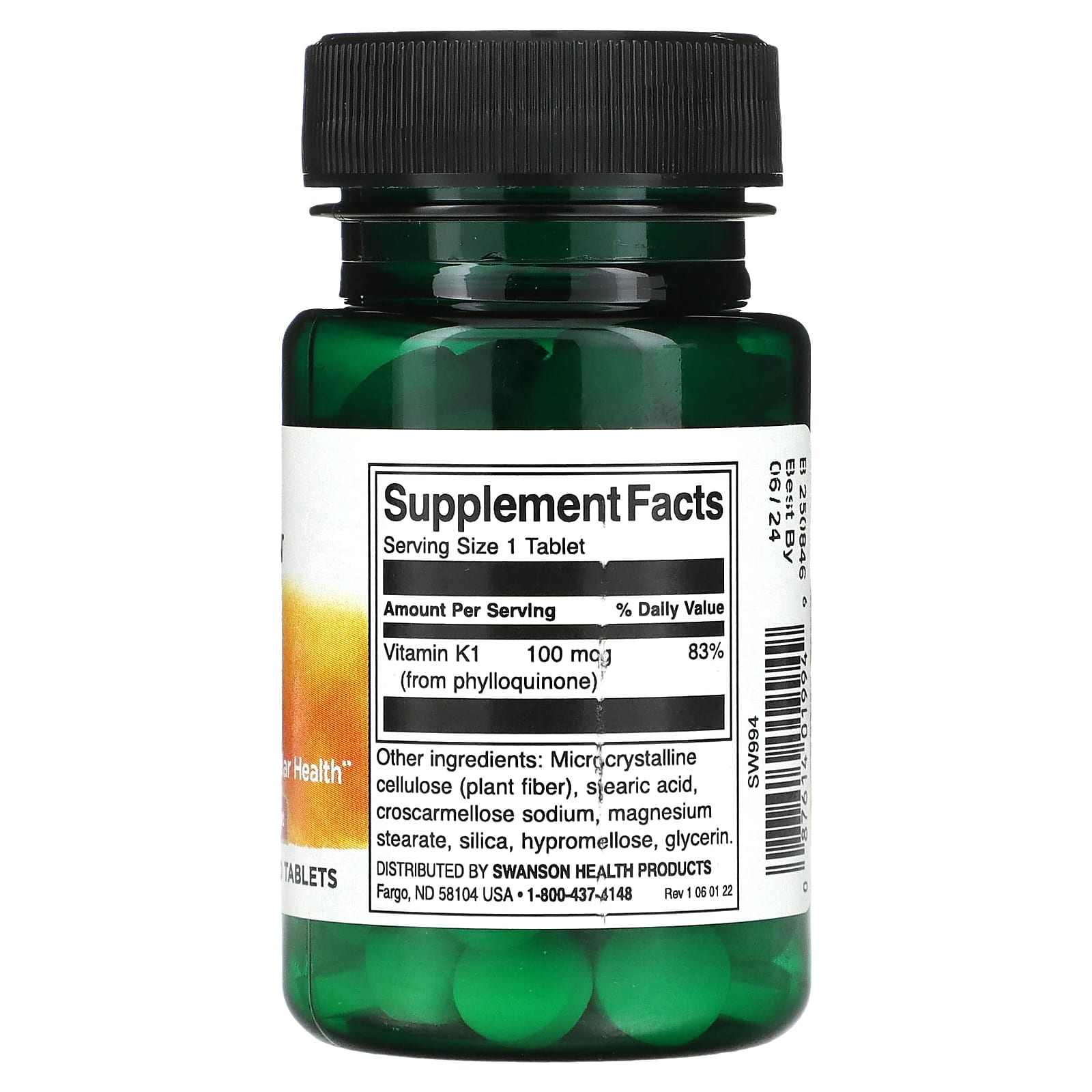 Swanson, Vitamin K1, 100 mcg, 100 Tablets - Image 2