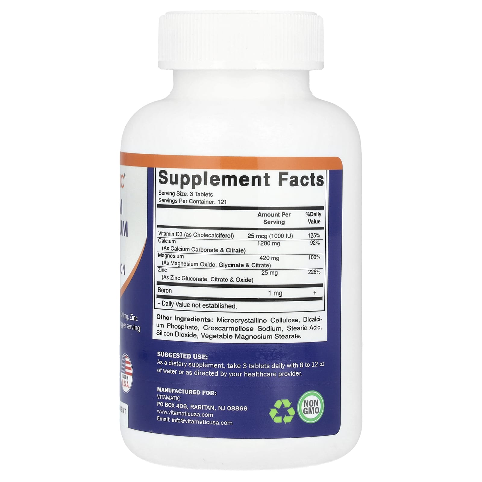 Vitamatic, Calcium, Magnesium, Zinc With D3 & Boron, 365 Coated Tablets - Image 2