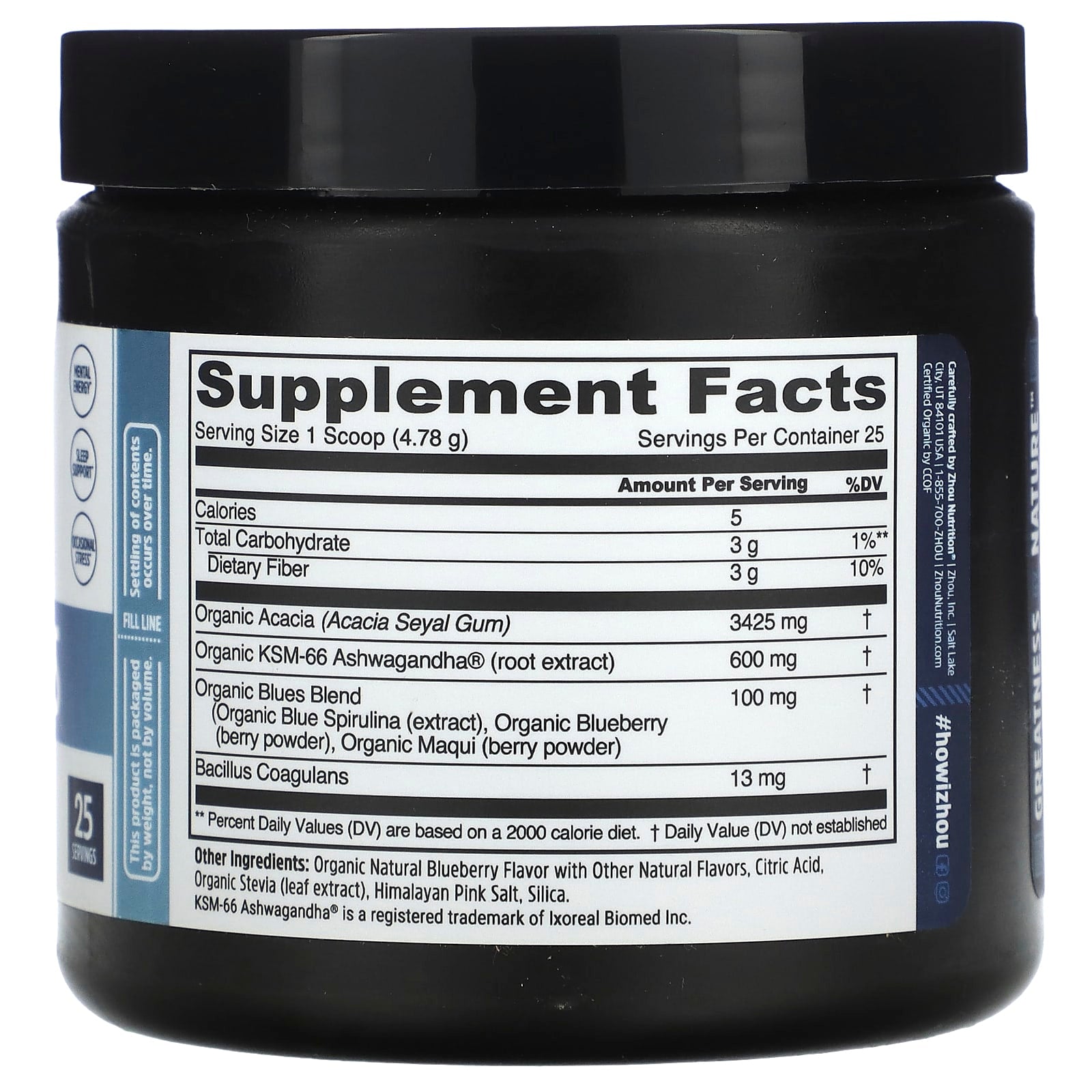 Zhou Nutrition, Organic Daily Blues, Blueberry, 4.22 oz (119.5 g) - Image 2
