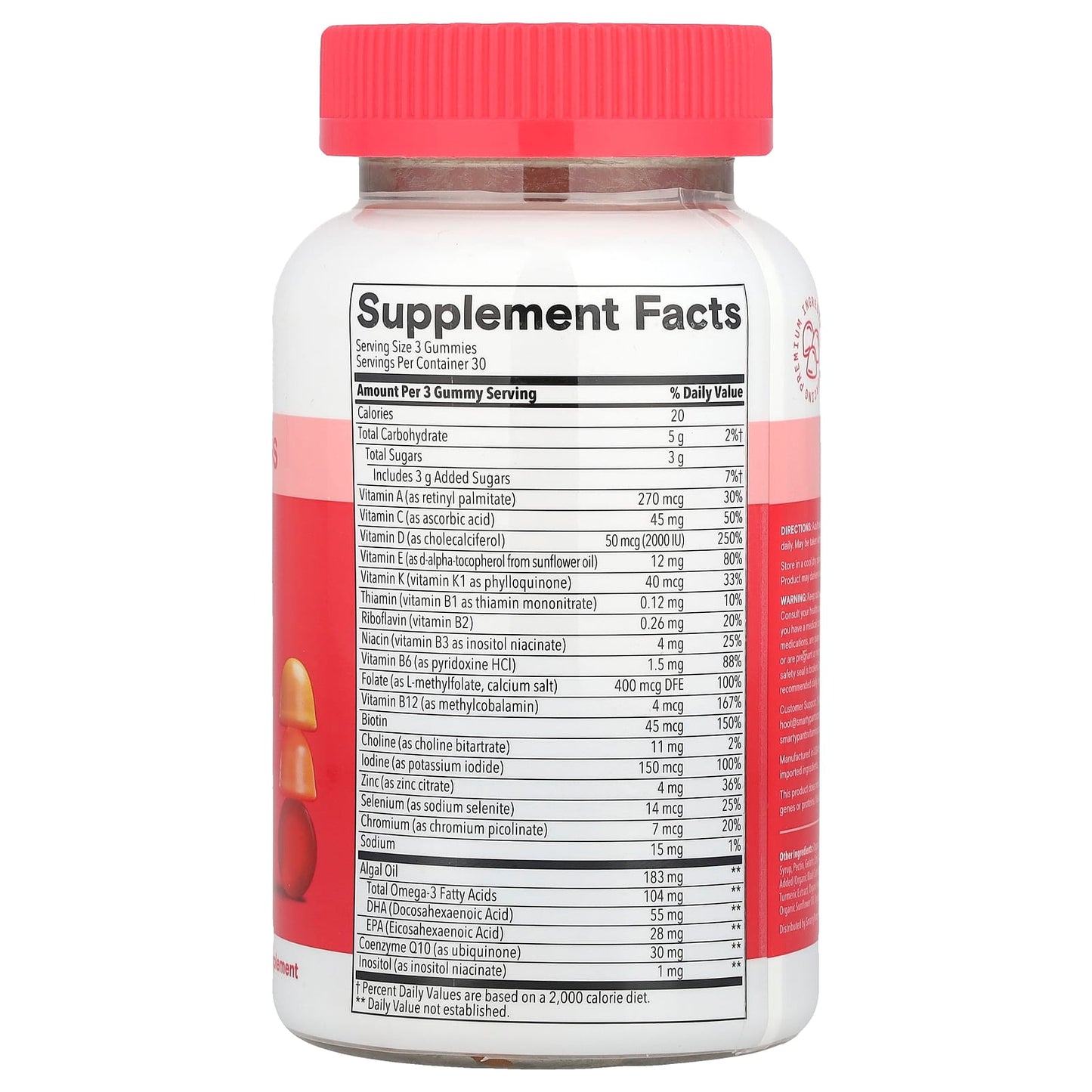 SmartyPants, Women's Plus, Multi & Omegas Gummies, Strawberry, Orange, and Lemon Creme, 90 Gummies - Image 2