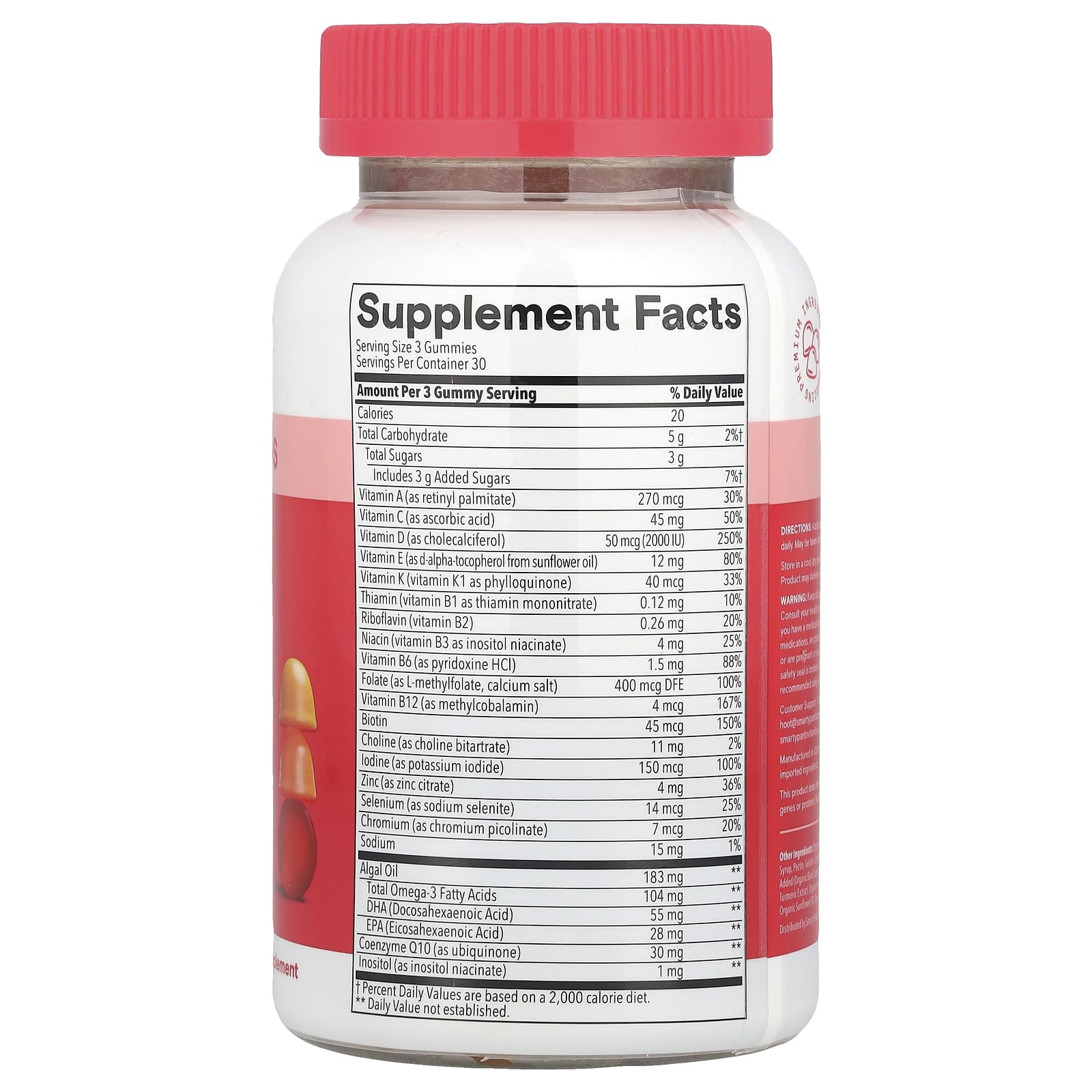 SmartyPants, Women's Plus, Multi & Omegas Gummies, Strawberry, Orange, and Lemon Creme, 90 Gummies - Image 2