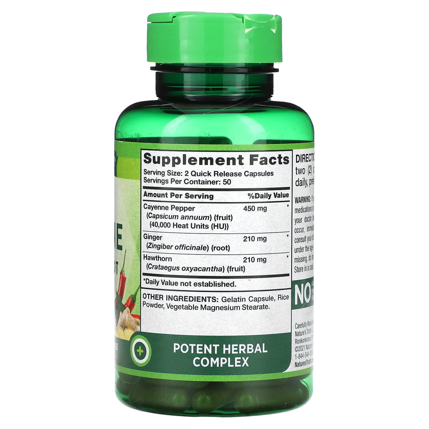 Nature's Truth, Vitamins, Ultra Max Cayenne Plus Ginger Root, 100 Quick Release Capsules - Image 2