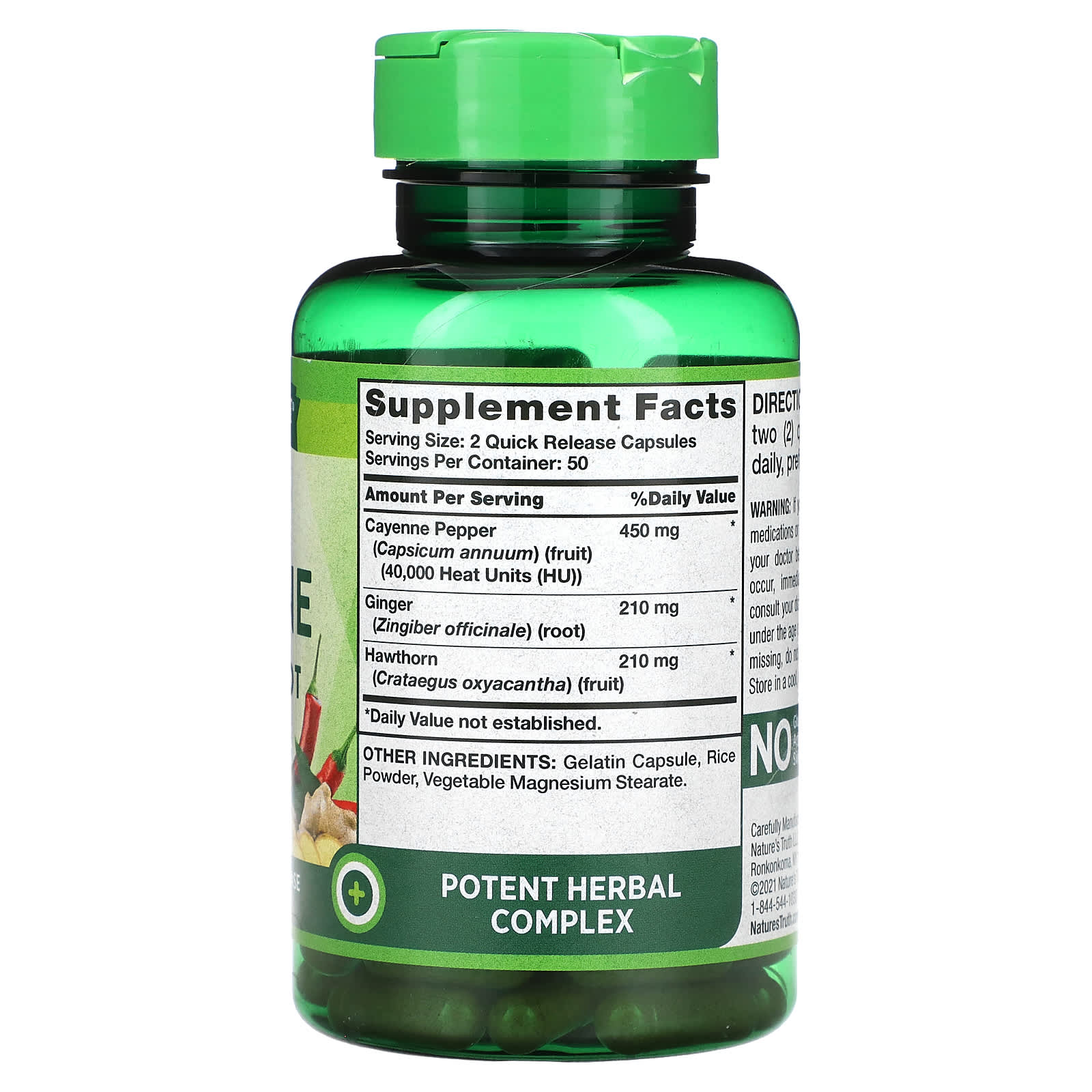 Nature's Truth, Vitamins, Ultra Max Cayenne Plus Ginger Root, 100 Quick Release Capsules - Image 2