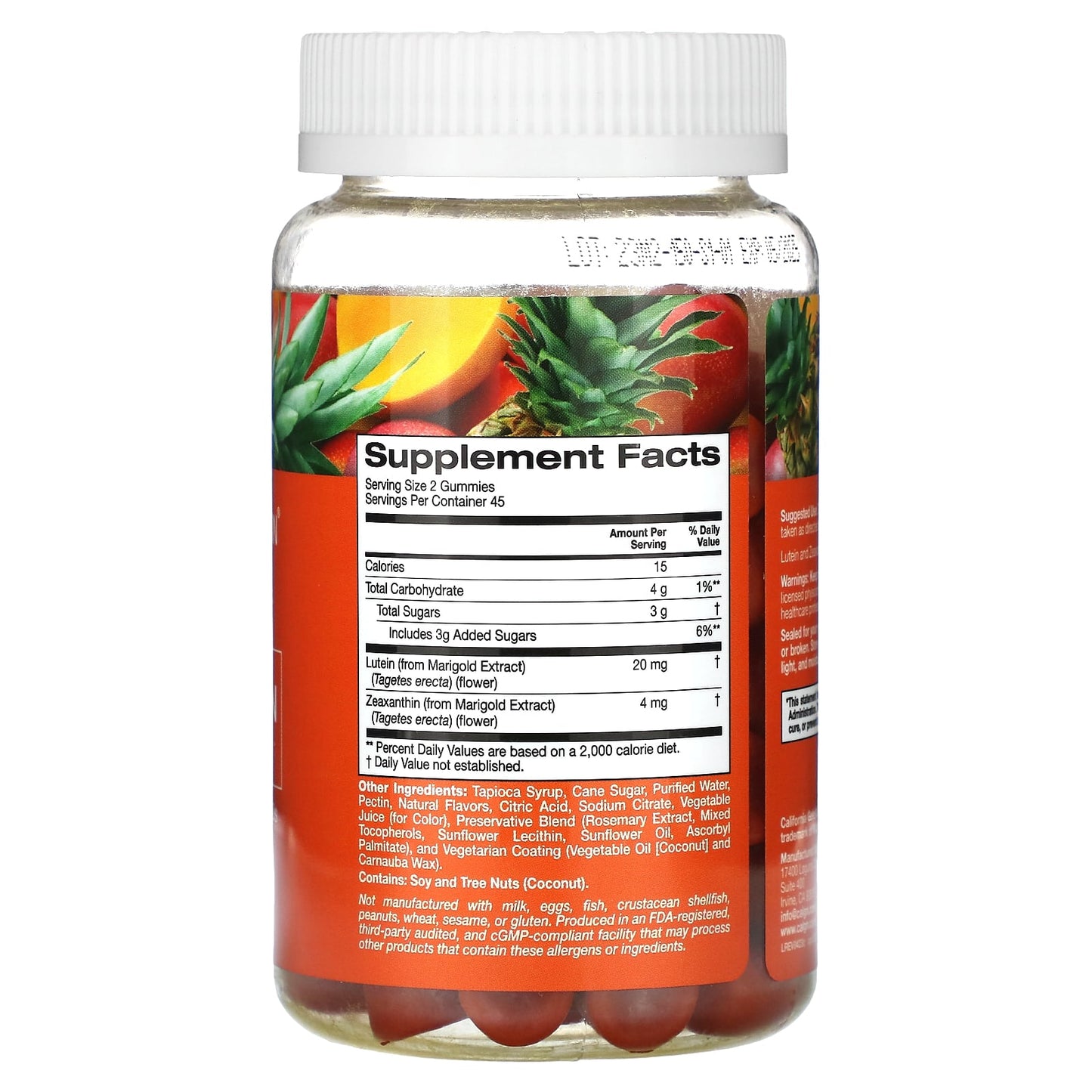 California Gold Nutrition Lutein & Zeaxanthin Gummies, Tropical Fruit Flavor - Image 2
