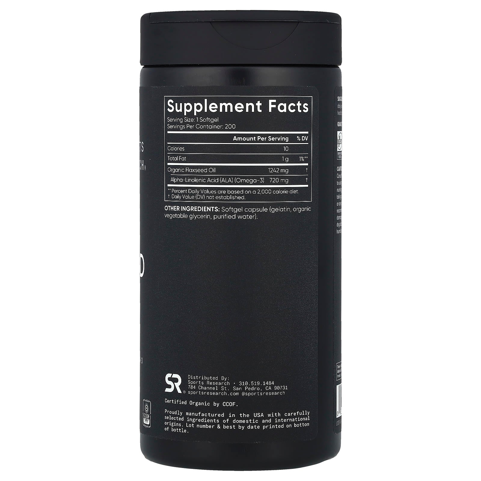 Sports Research, Flaxseed Oil, 200 Softgels - Image 2