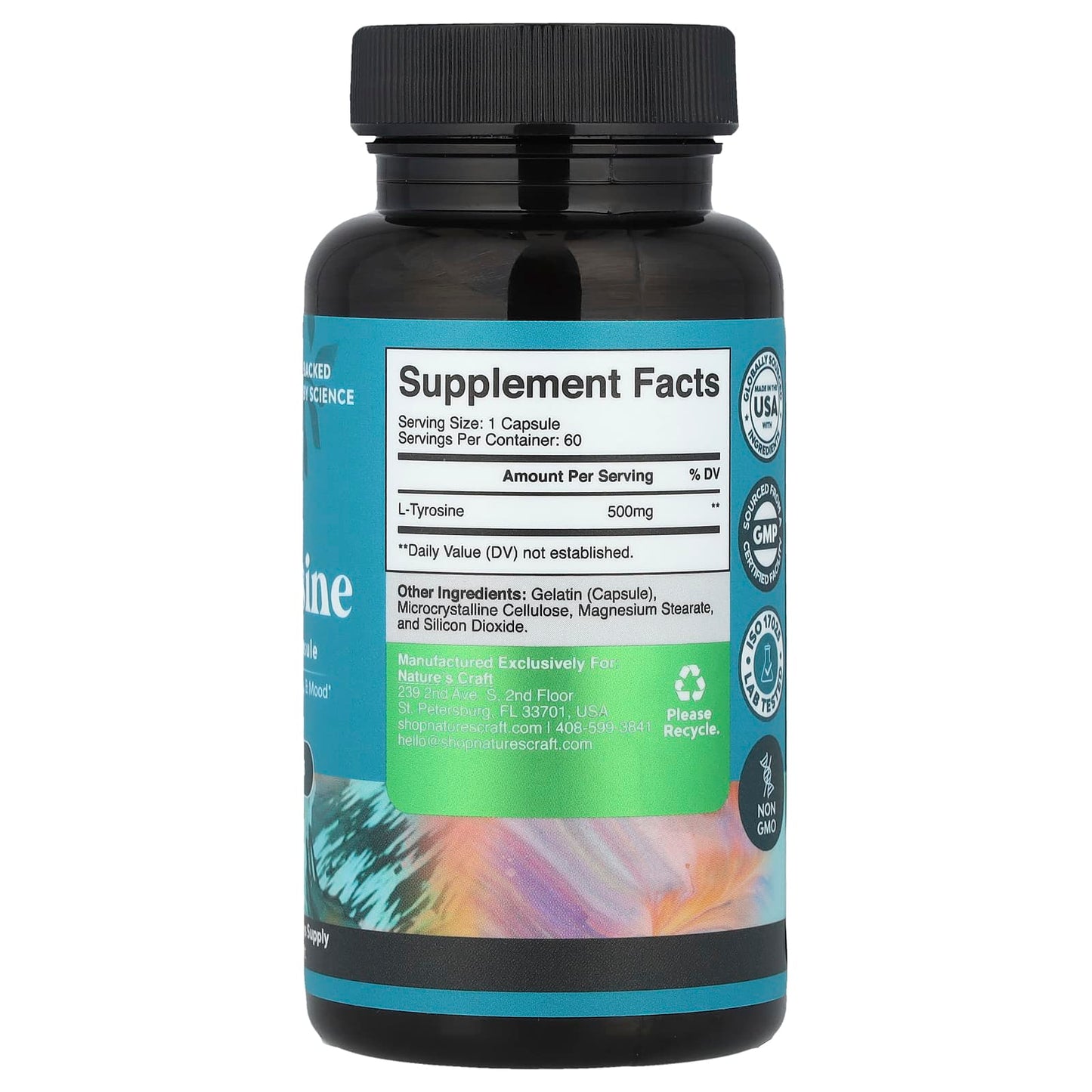 Nature's Craft, L-Tyrosine, 500 mg , 60 Capsules - Image 2