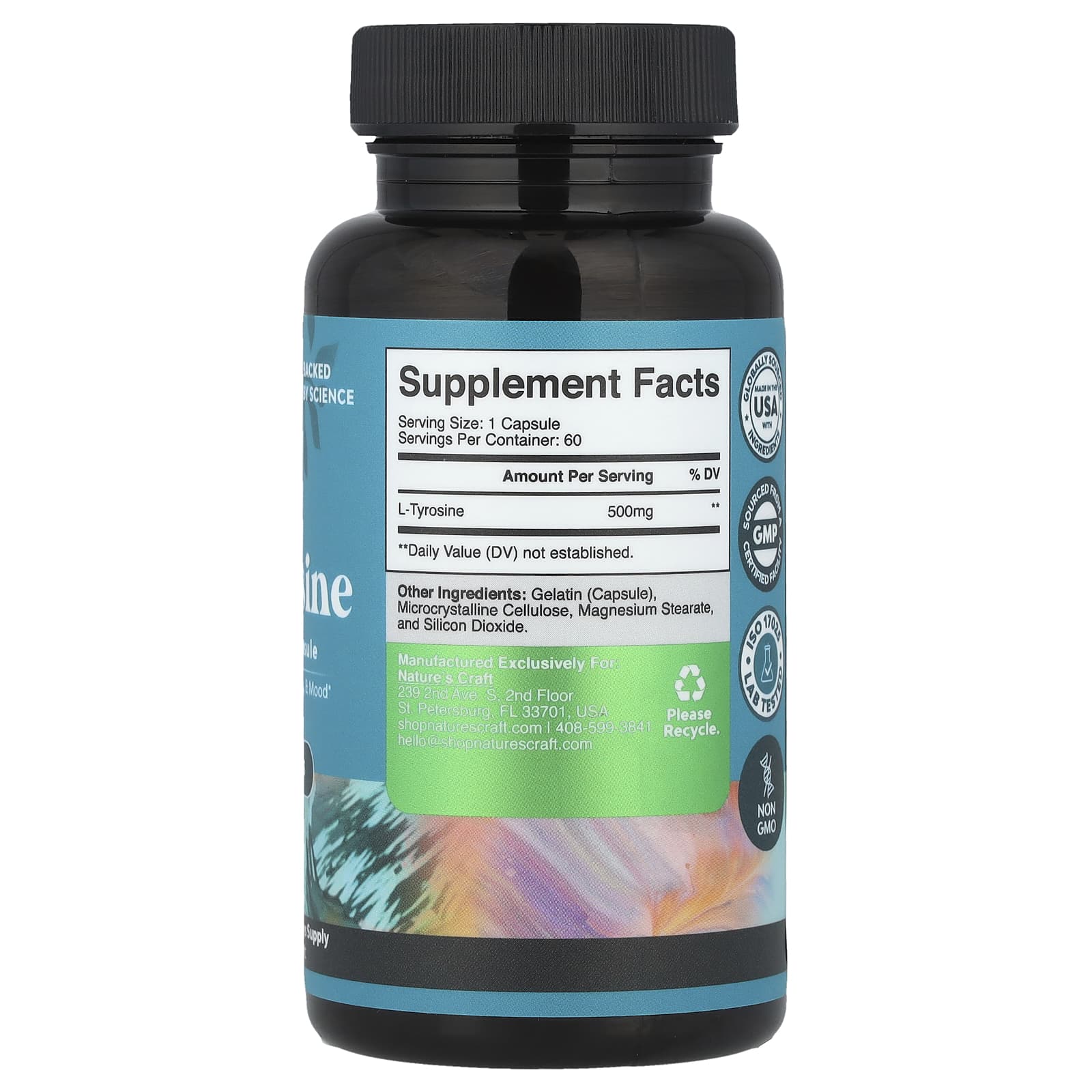 Nature's Craft, L-Tyrosine, 500 mg , 60 Capsules - Image 2