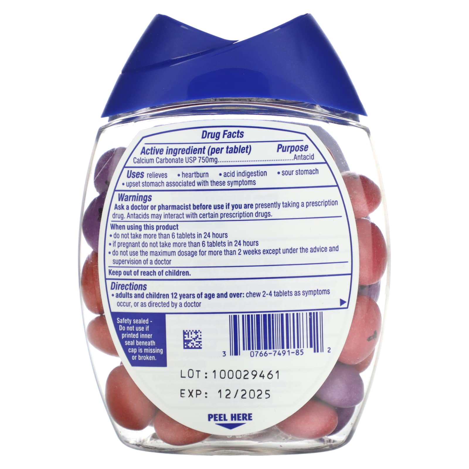 Tums, Extra Strength Antacid, Chewy Bites, Assorted Berries, 750 mg, 60 Chewable Tablets - Image 2