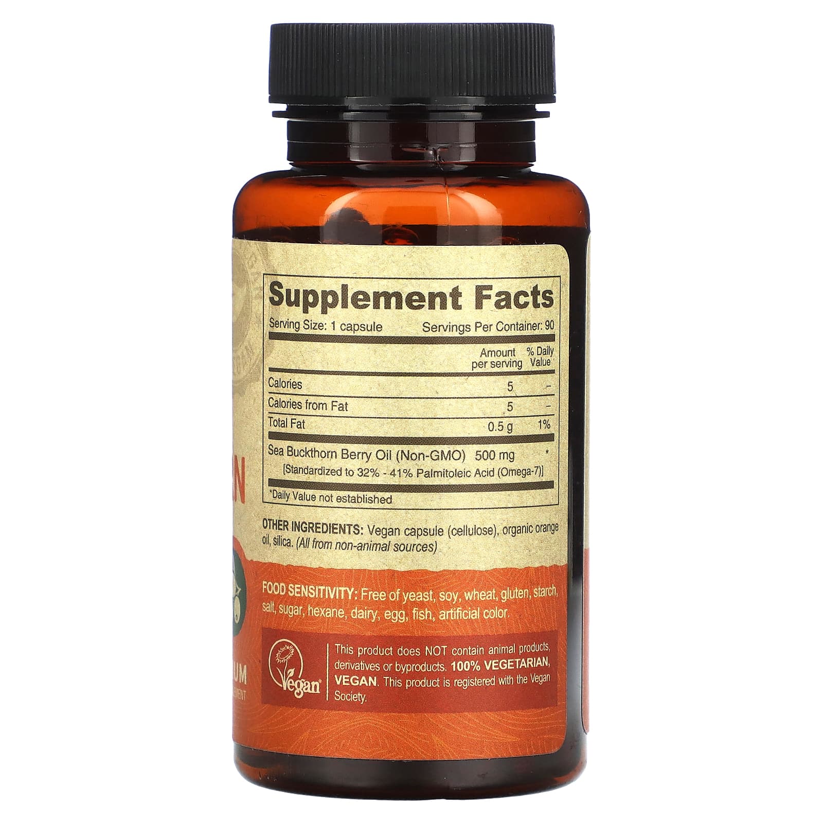 Vegan Sea Buckthorn Oil 90 Capsules by Deva, Omega-7 Supplement - Image 2