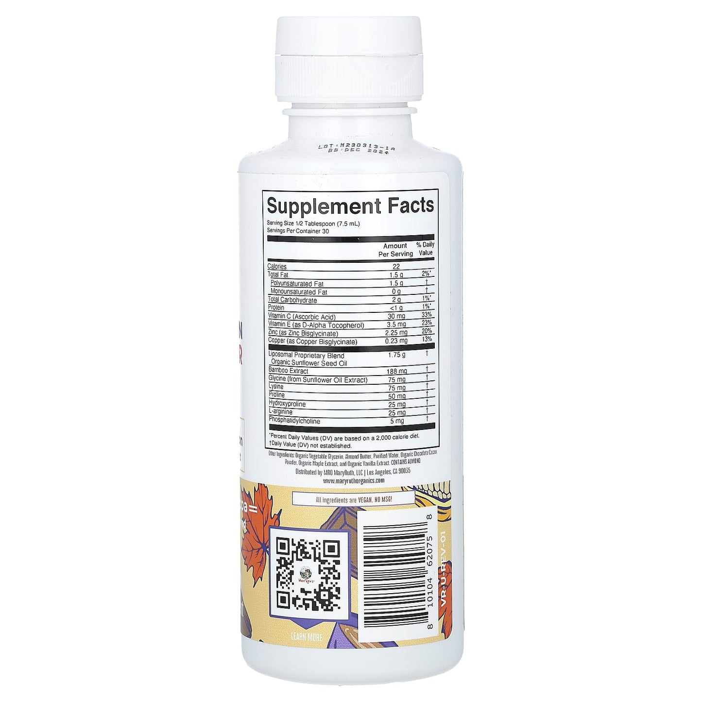 MaryRuth's, Vegan Collagen Booster Liposomal, Maple Hot Cocoa, 7.6 fl oz (225 ml) - Image 2